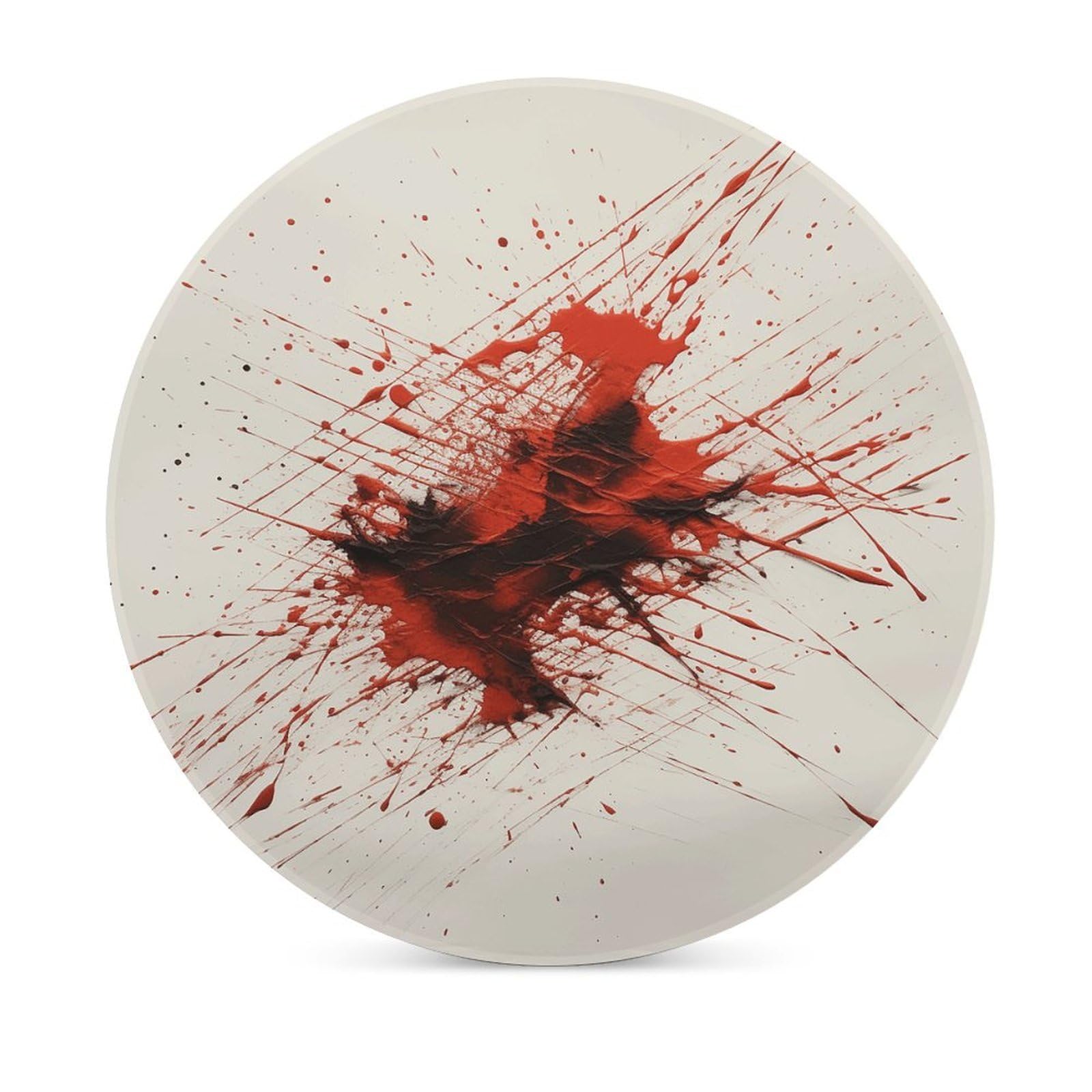 Czerwone linie długopisów podstawki pod napoje z uchwytem na stolik kawowy, ceramiczna podstawka z podstawą korkową, ceramiczna podstawka kamienna do mrożonych zimnych lub gorących napojów, 10 cm