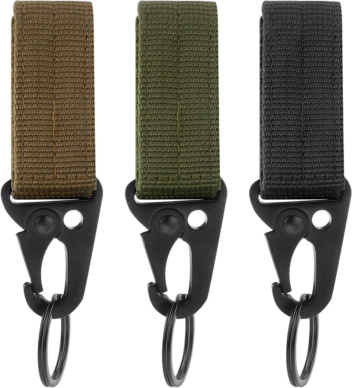Tactical Gear Clip Band Gear Keeper Pouch Key Chain Nylon Belt Keychain EDC Molle Webbing Key Ring Holder Military Utility Hanger Keychain Hook Compatible with Molle Bags-Pack of 3