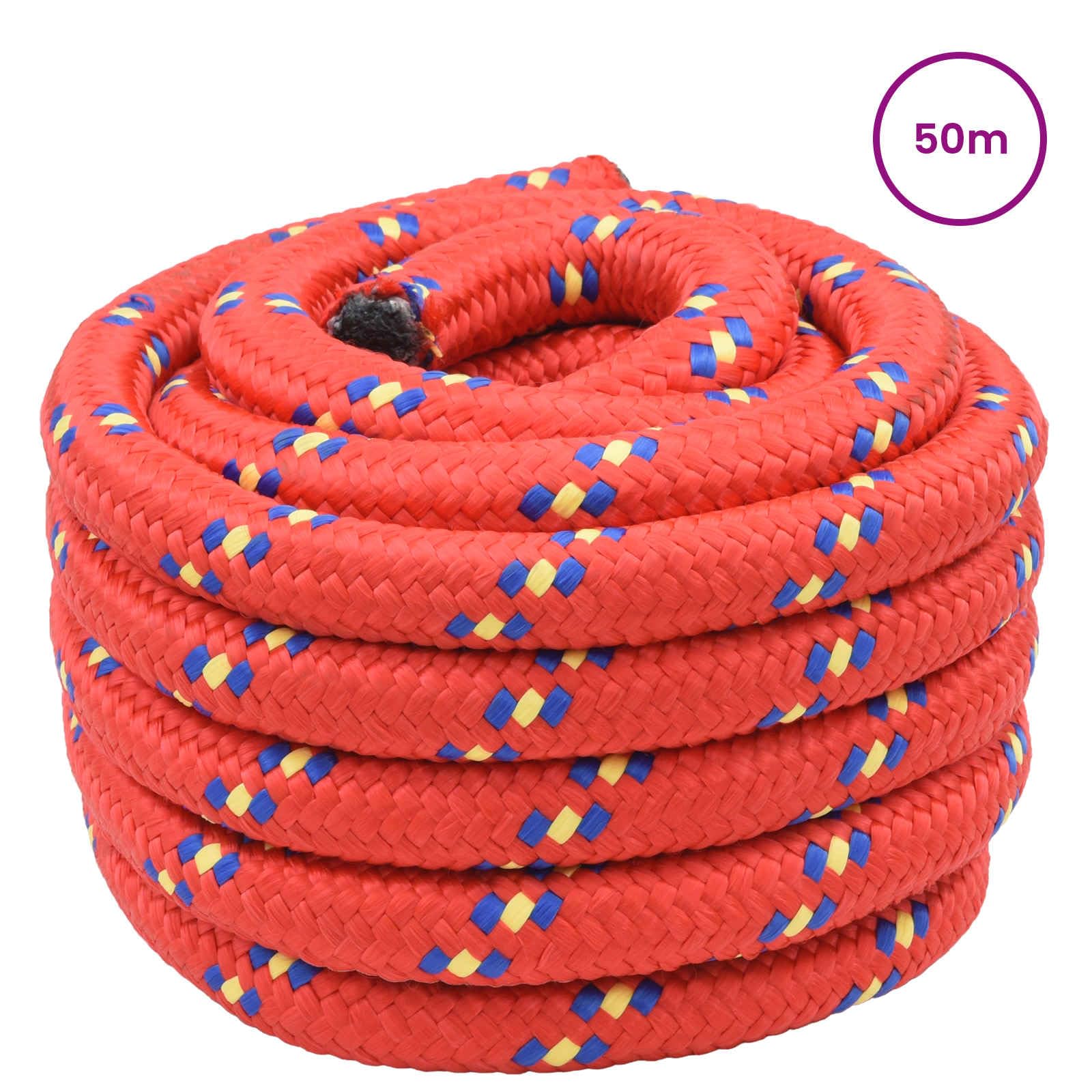 Bootsseil 50 m 3 cm Rot Polypropylen PP Seil für Marine Schifffahrt Outdoor Befestigung Ladungssicherung Festmacherleine