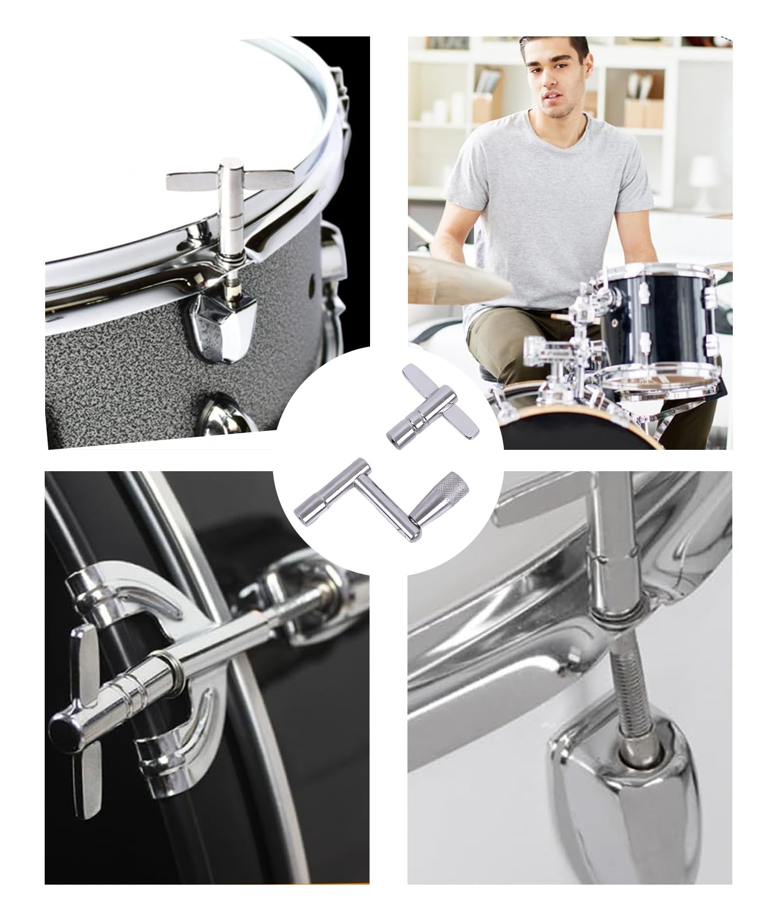 Drum Key, Metal Drill Key with T-Shape and Z-Shape Design, Drum Hardware for Drum Tuning and Maintenance, Essential Drum Accessories for Snare Drum and Tom Drum - Image 7 thumbnail