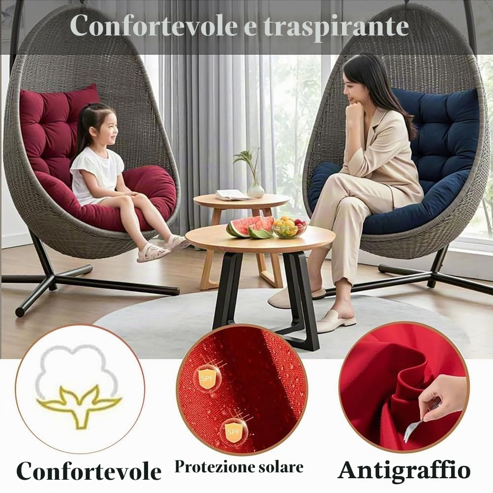 Generico Cuscino per Sedia A Dondolo da Interno, Cuscino per Seduta da Giardino Cuscino per Altalena Sospesa Cuscino Lavabile Cuscino Spesso per Seduta di Sedia Sospesa,Cachi