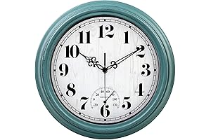 12 Inch Durable Outdoor Wall Clock with Temperature