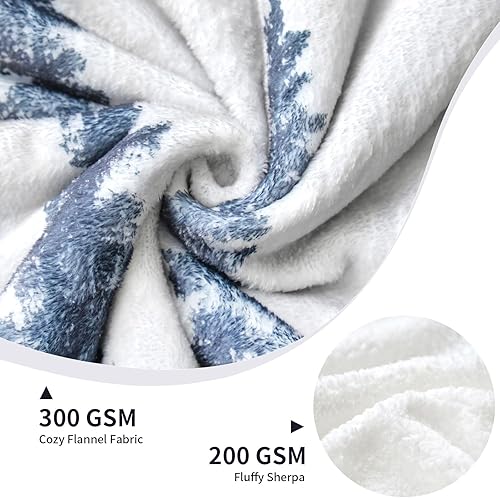 Miniatura 4 de Manta reversible de forro polar Sherpa  Mountain in The Mist  Cobijas y mantas gruesas y suaves para camasofásofá, 60 x 80 pulgadas