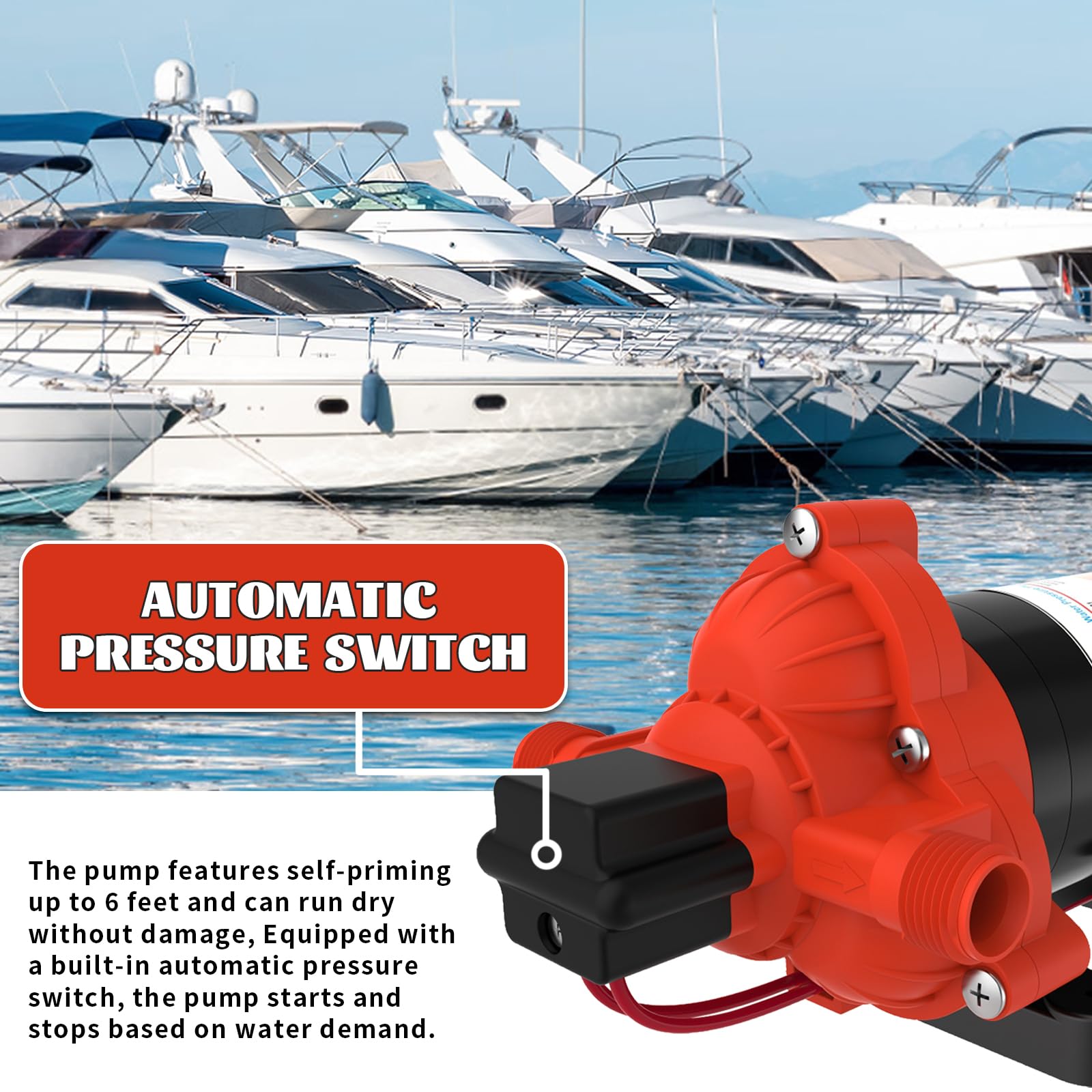 Pompa samozasysająca z membraną wodną serii 33 12 V 4,0 GPM 50PSI Rv/Marine 12 V DC Zapotrzebowanie świeże