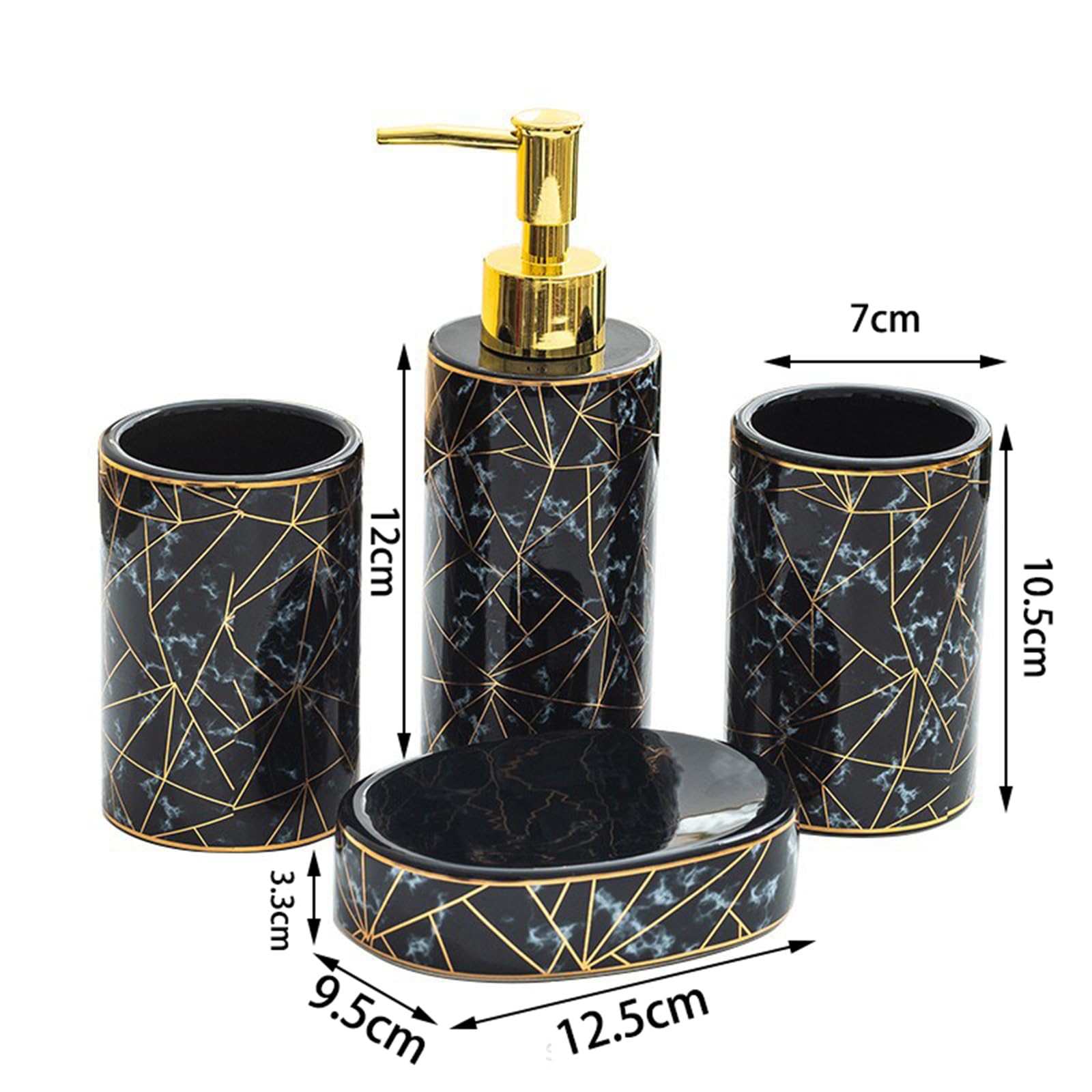 Soulnioi Bathroom Accessory Set, 4pcs Ceramic Bath Countertop Decoration Accessories with Toothbrush Holder, Mouthwash Cup - Image 2