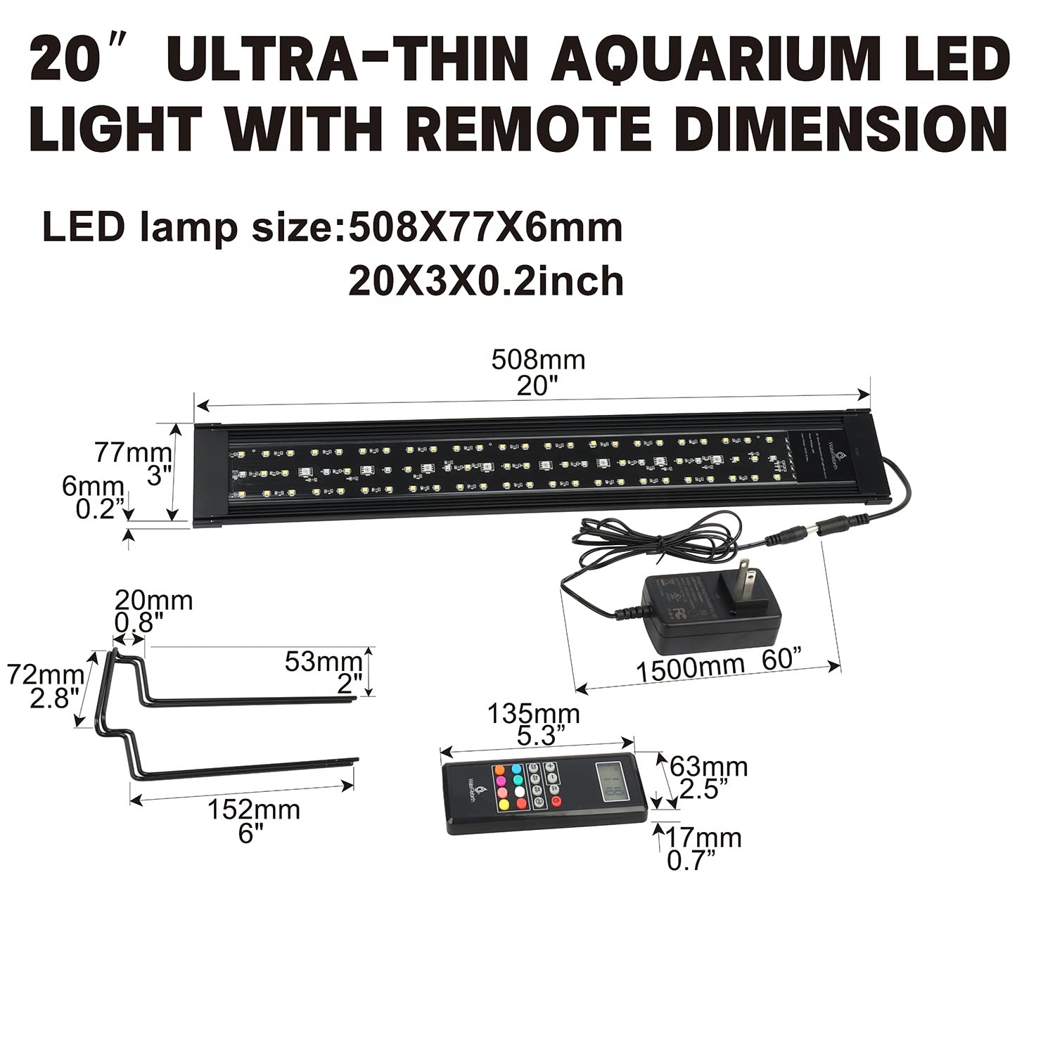 WaterRebirth Luz LED para acuario (20-26 pulgadas)