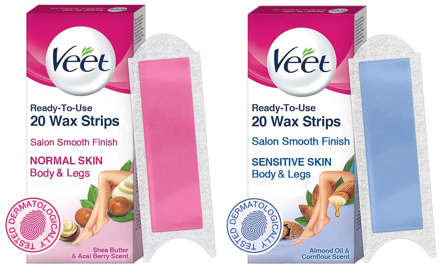 Veet Full Body Waxing Strips Kit for Normal Skin, 20 Strips & Veet Full