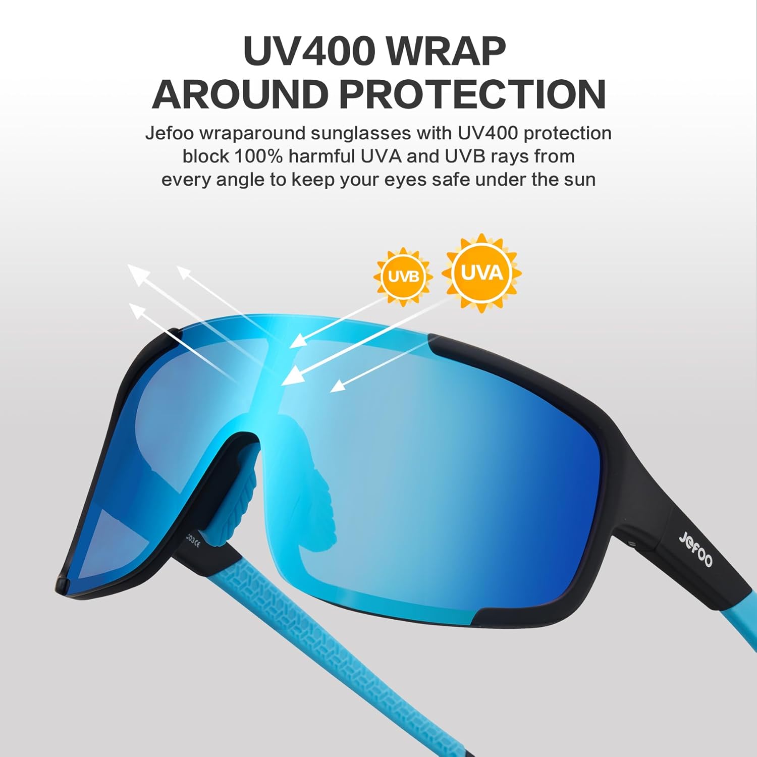 Jefoo Cycling Sunglasses for Women Men UV Protection Running Baseball MTB Biking Shades Sports Glasses - Image 3