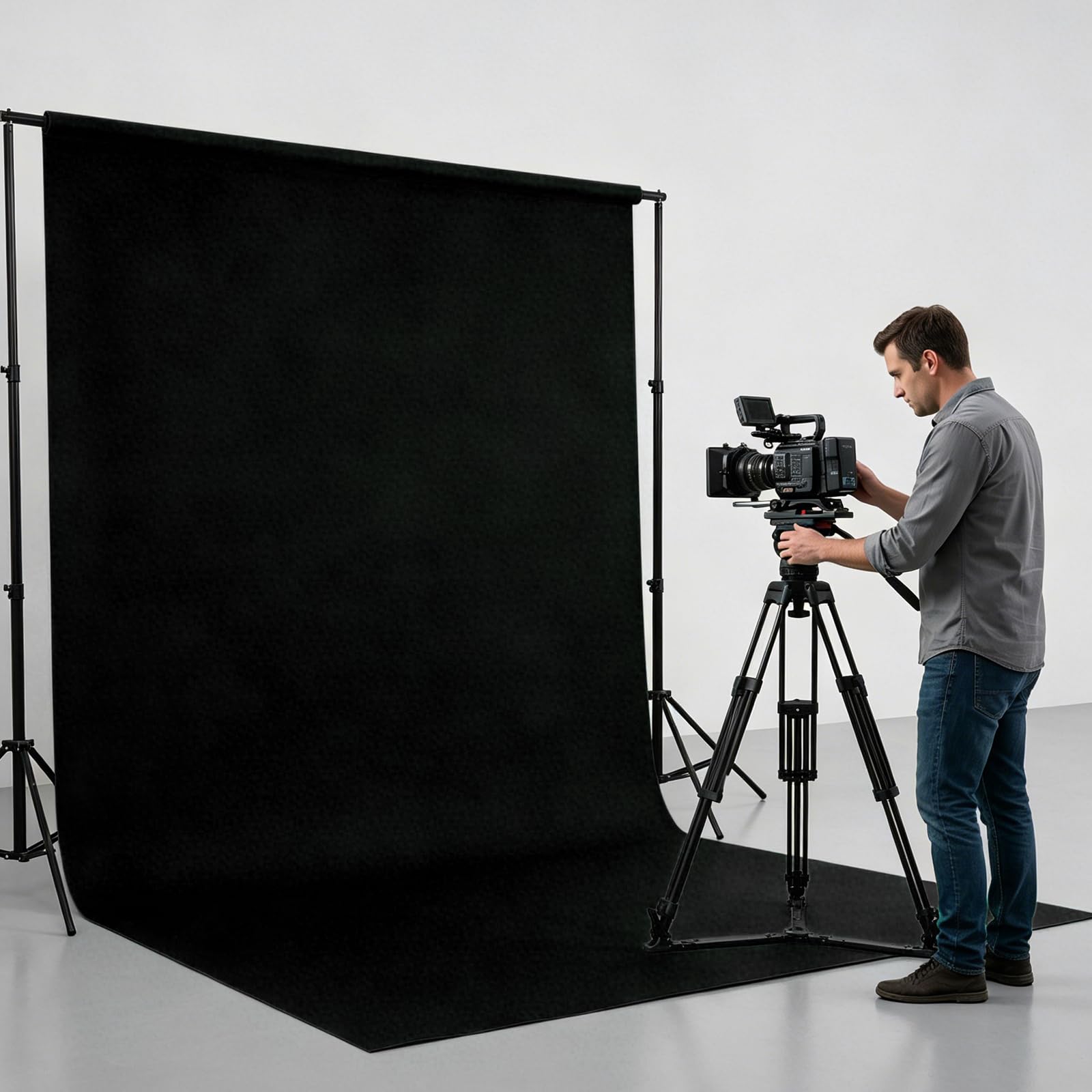 Sfondo per foto, grande pieghevole, in poliestere, lavabile, per servizi fotografici, feste, tenda, studio e live (nero, 3 x 6 m)