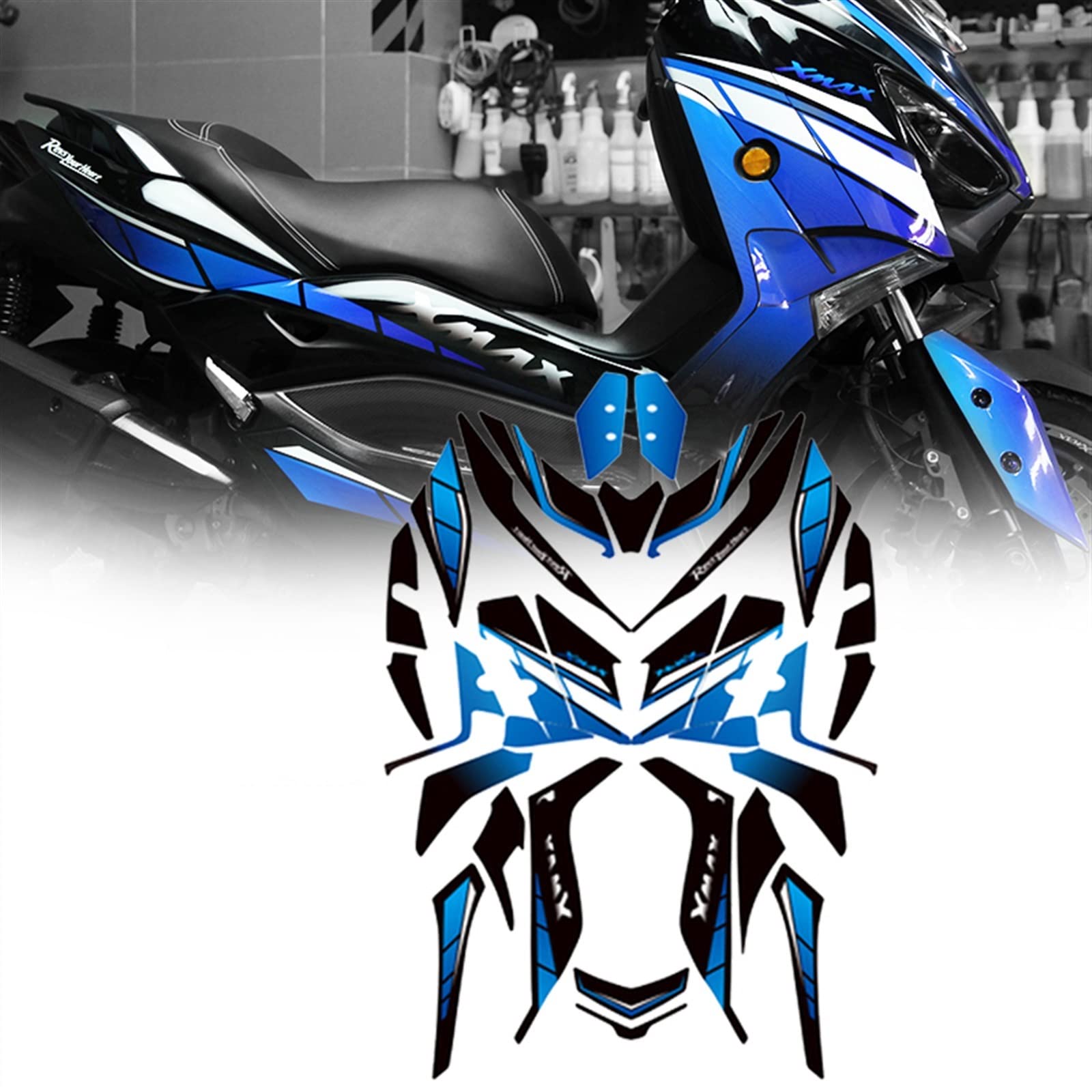 Autocollants XMAX 300 Yamaha Moto Décalcomanie 3D Protecteur Carénage Logo