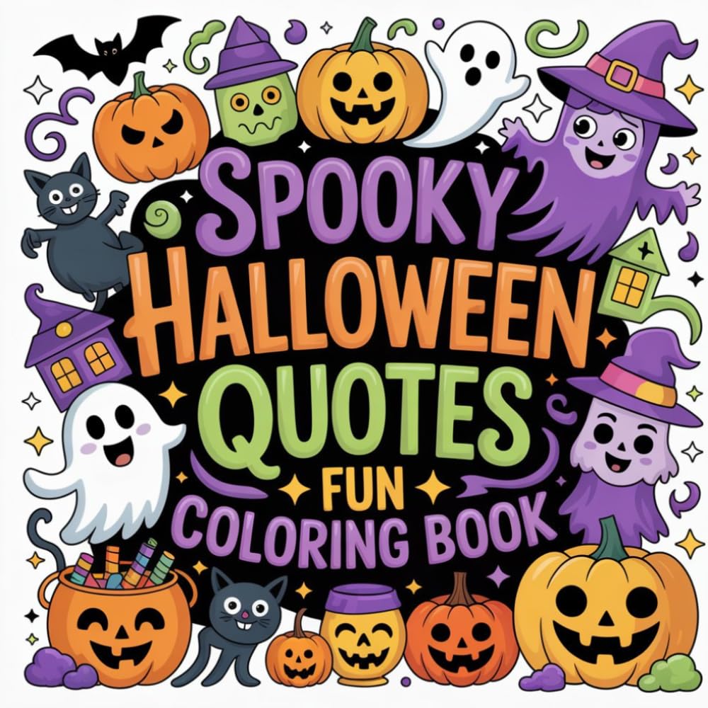 Spooky Halloween Quotes Fun Coloring book: halloween sayings coloring book for adults relaxation simple bold, spooky sayings color book for kids ... color book for women relaxation easy bold