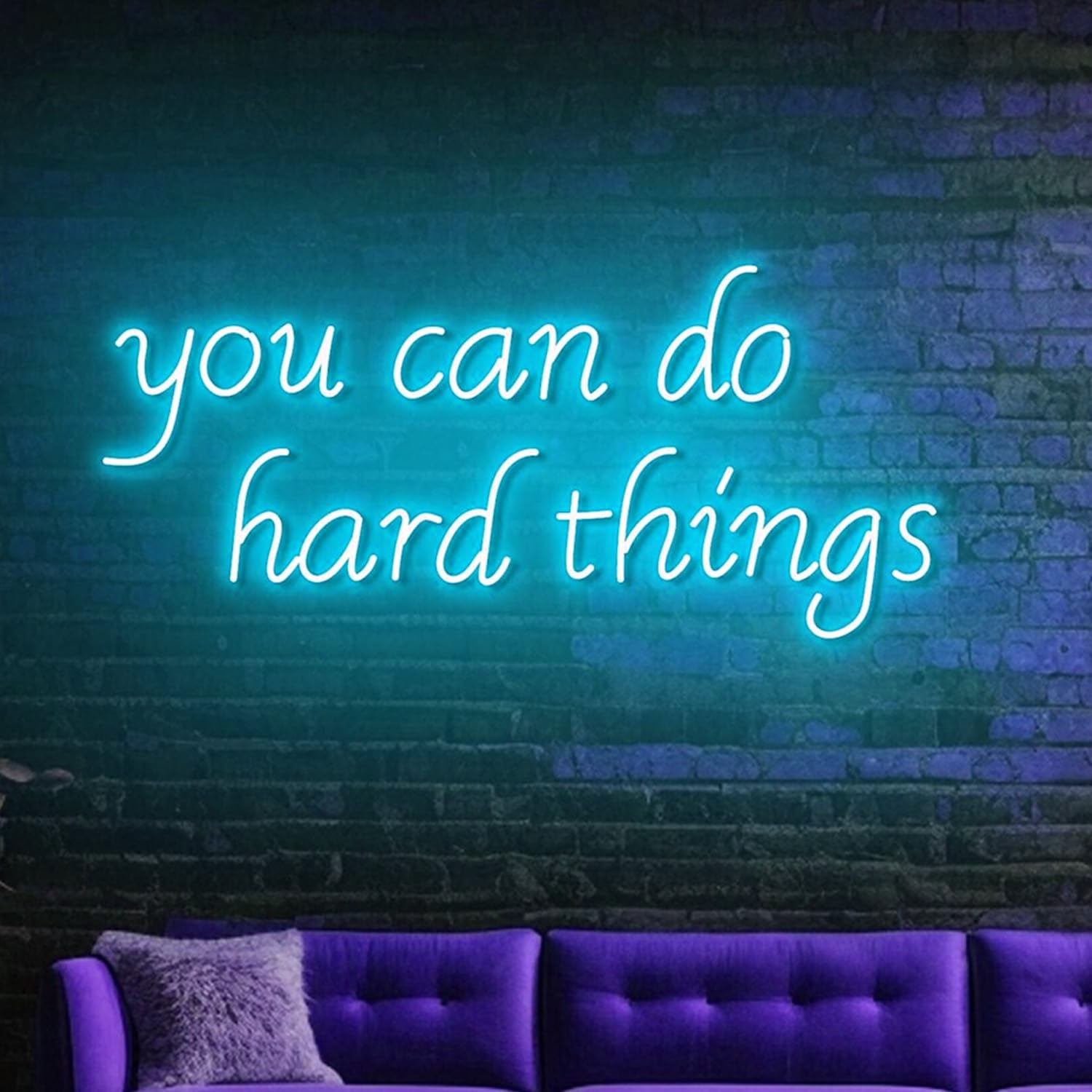 HFHungkeong You Can Do Hard Things Neon Sign，Dimmable LED Neon Lights for Wall Decor Custom Neon Sign, Motivational Quote Wall Decor, Gym Fitness Room Sign