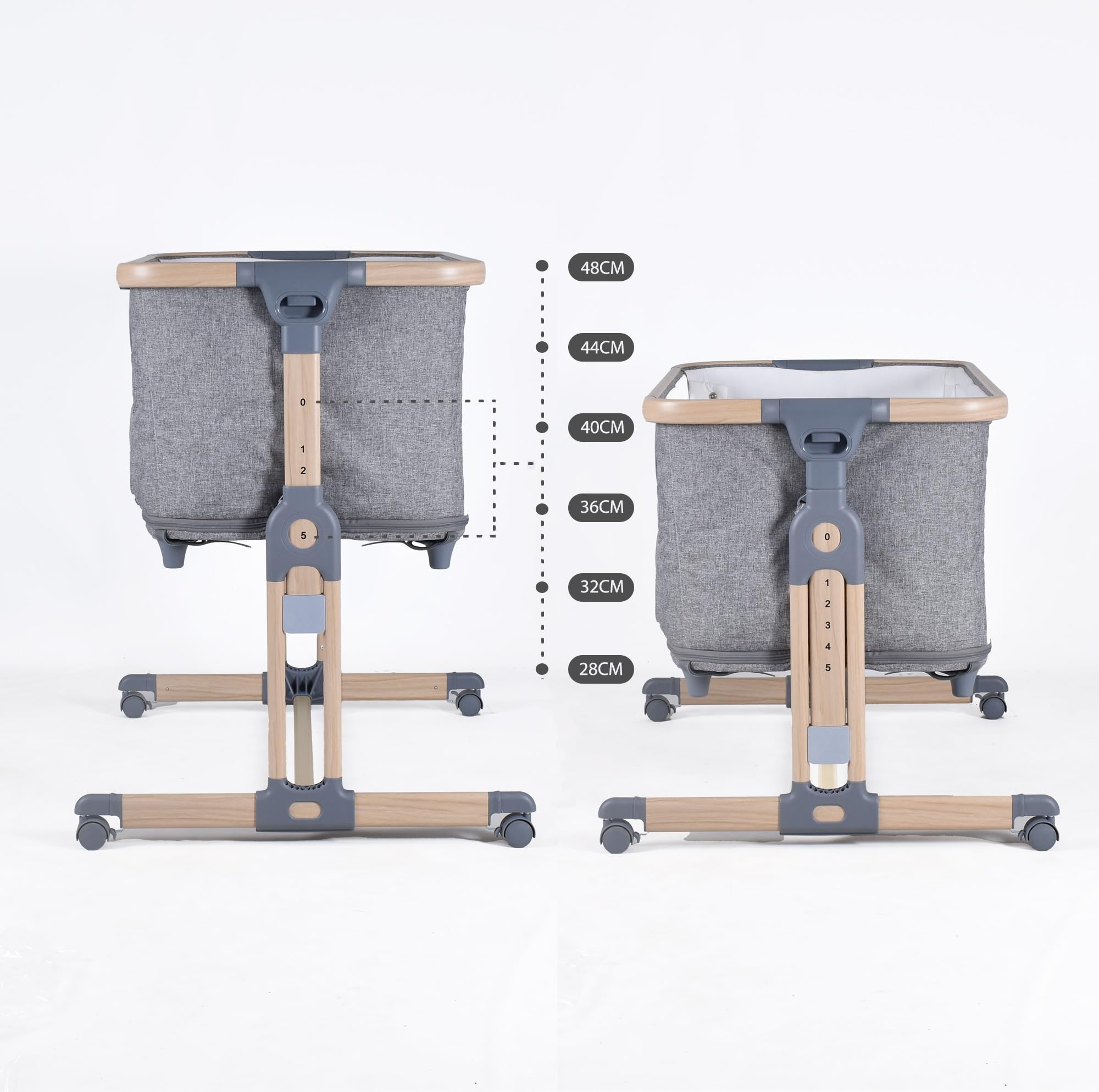 BEBE2LUXE Berceau évolutif 3 en 1 Leo – Cododo réglable Hauteur, Lit bébé sécurisé, Beige