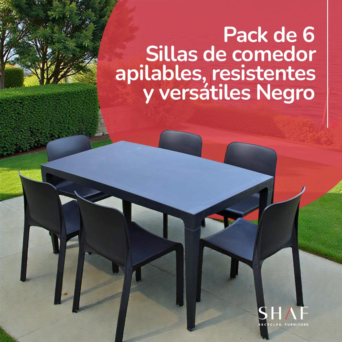 SP Berner - Pack de 6 Sillas Grana - Apilables, Ergonómicas y Resistentes - Uso Interior y Exterior - Fabricadas en España con Plástico Reciclado - Blanco