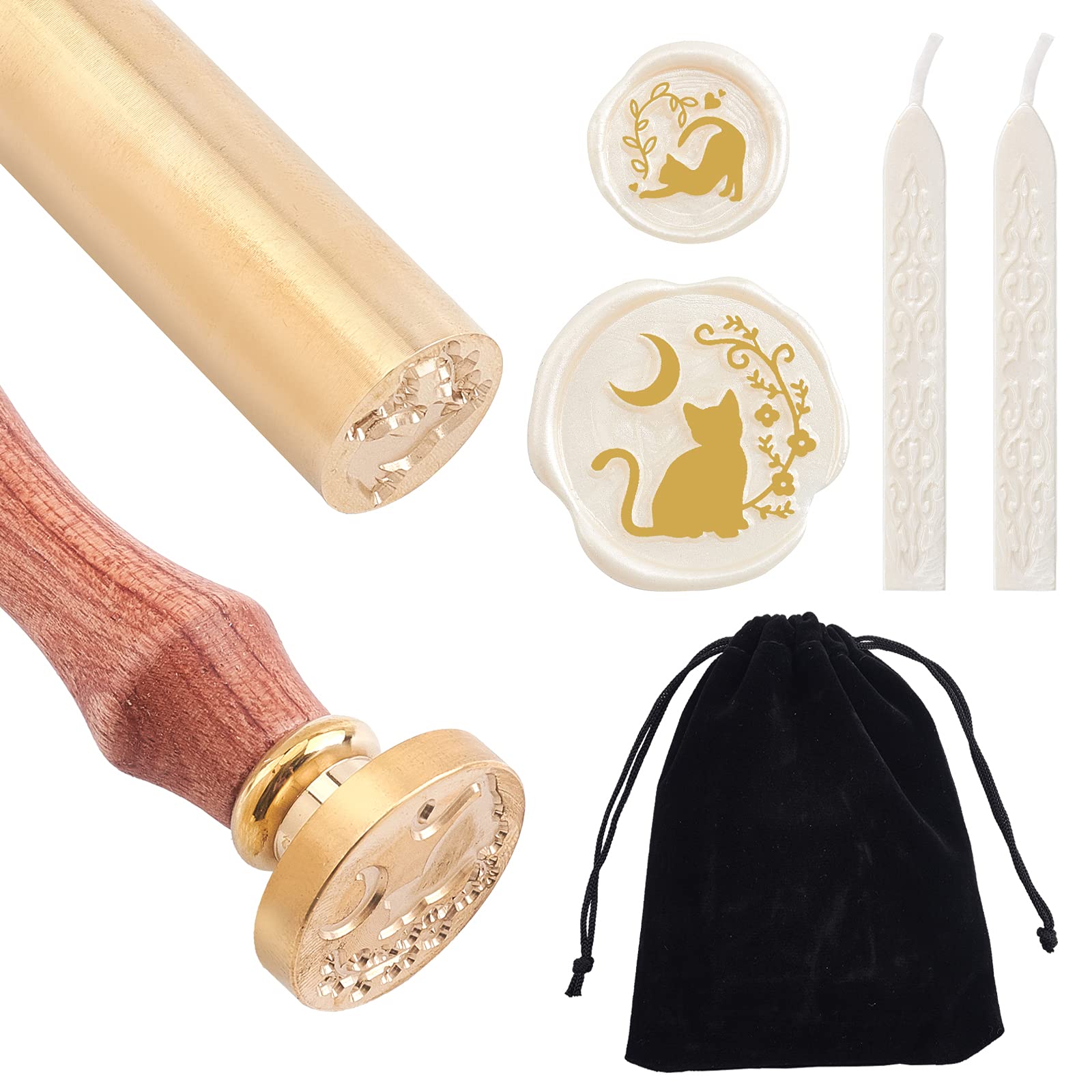 CRASPIRE Set di Timbri per Sigilli di Cera 4 pz Timbri per Ceralacca Teste in Ottone 1 Pezzi Manico in Legno 1 Pezzi Custodia in Velluto Nero Animali dell'Oceano Tema Kit per