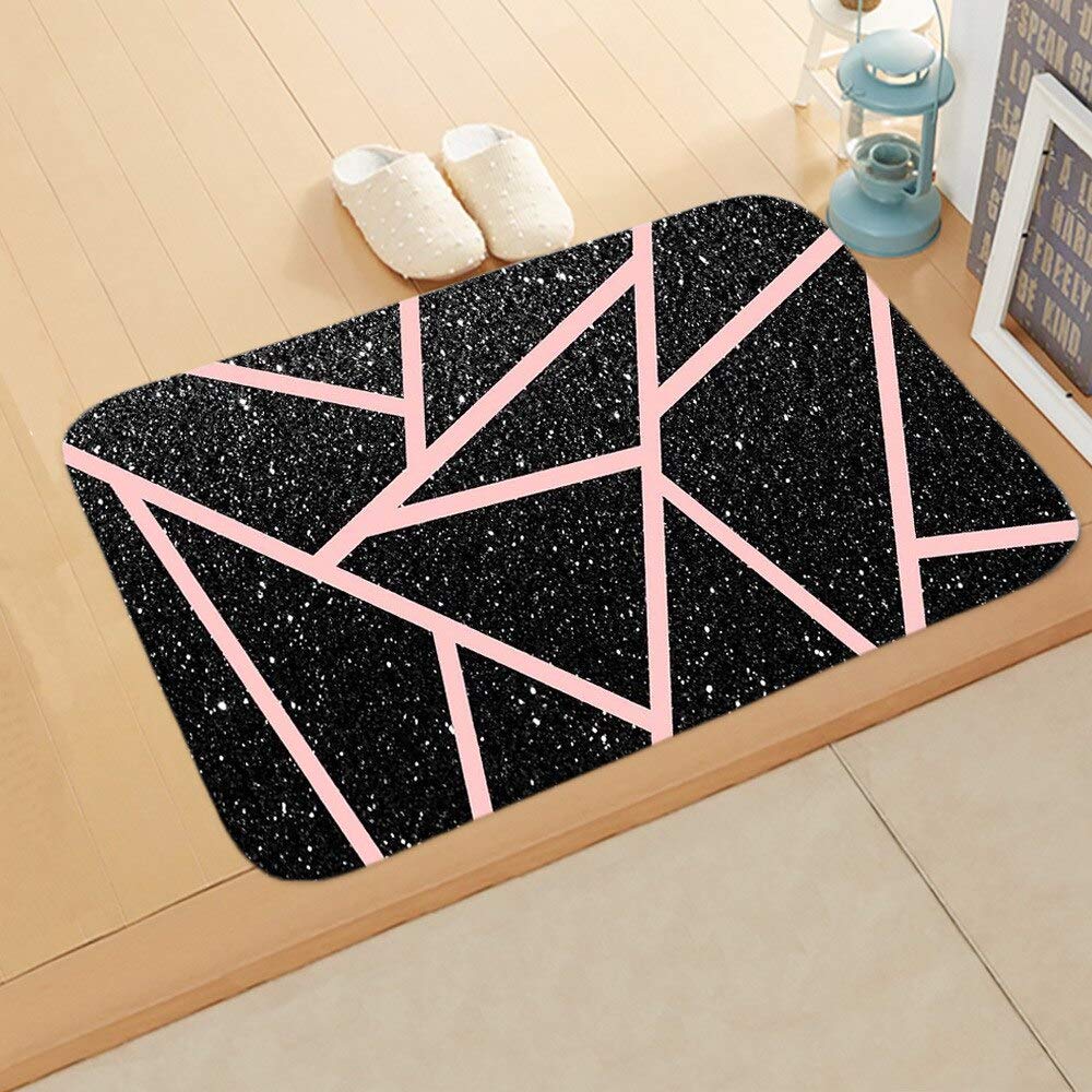OPLJ Pink Marble Pattern Printed Floor Mat Kitchen Absorbent Anti-Slip Mat Door Mat Bathroom Kitchen Carpet Living Room A10 40x60cm