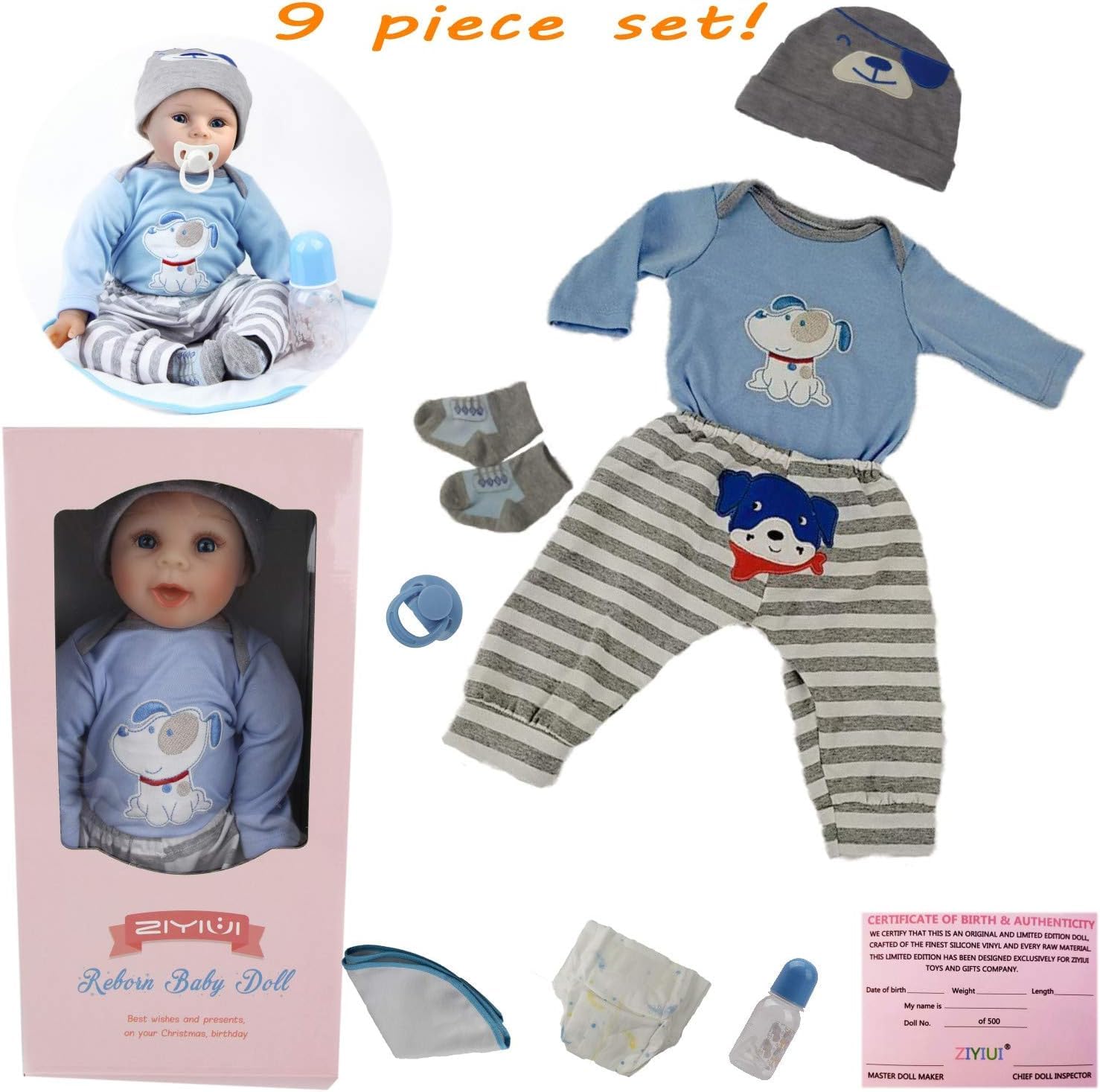 ZIYIUI Bambola Reborns Neonato Realistico, Bambola Bambino Morbida di 50 cm, con Accessori