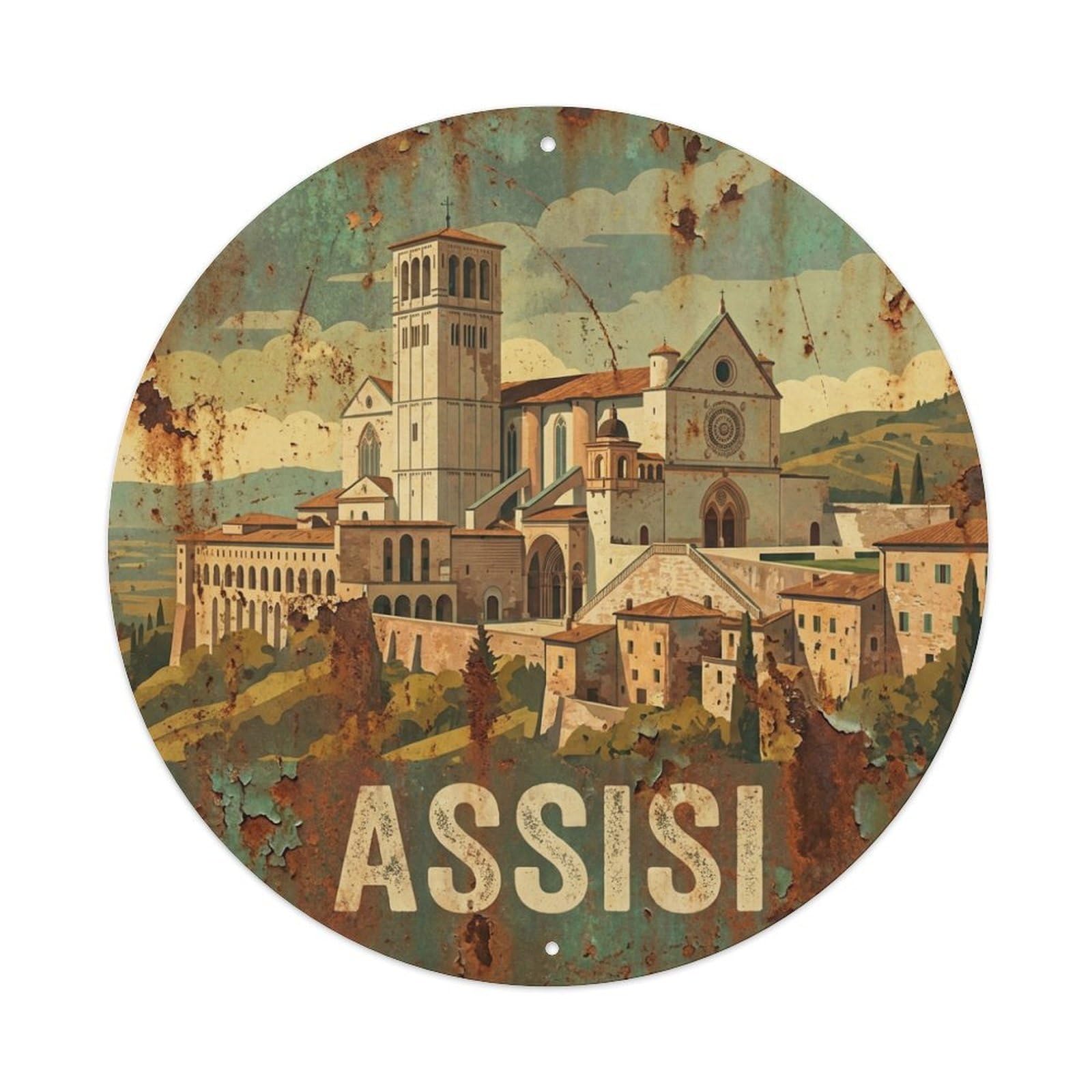 Galvaxio Style Retro Travel Italy Assisi Metal Tin Sign