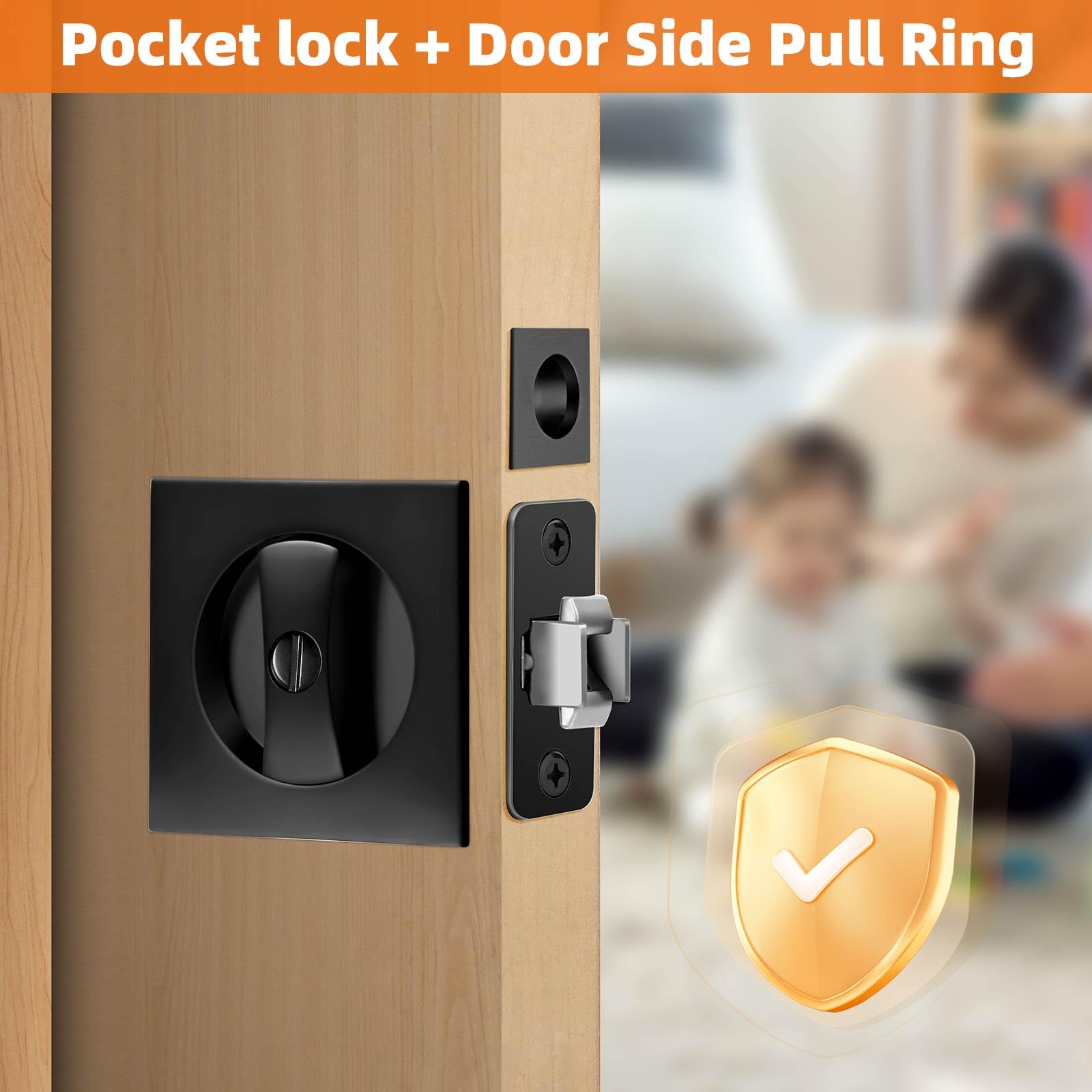 Pocket Door Hardware Black, Pocket Door Lock, Pocket Door Latch, Matte
