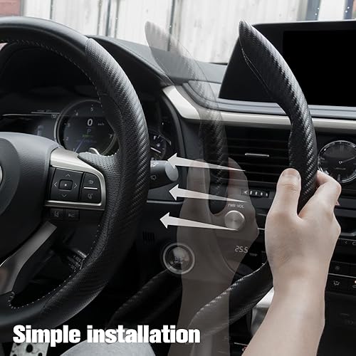 Miniatura 22 de Amiss 3 fundas antideslizantes de fibra de carbono para volante, diseño de mariposa segmentada, protector universal para el 99% de la rueda del Rojo