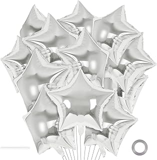 20 Pcs Star Balloons,18 Inch Silver Star Foil Balloons,Star Shaped Ballo...