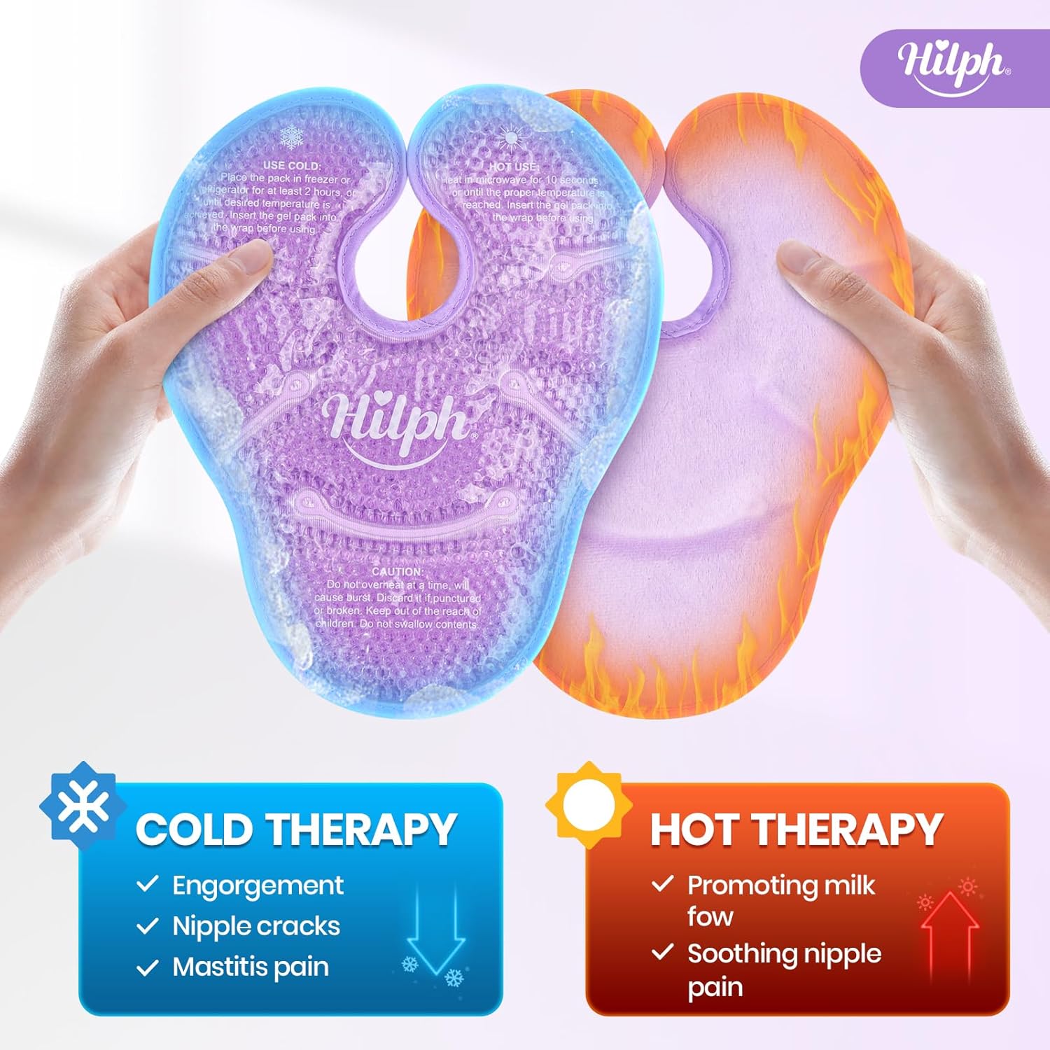 Hilph 2 Pack Larger Breast Ice Packs for Engorgement with Extended Coverage, Dual-Sided Hot Cold Therapy Pad for Breastfeeding, Post-Surgery, Mastitis & Nipple Relief, Great Gift for New Moms - Image 5