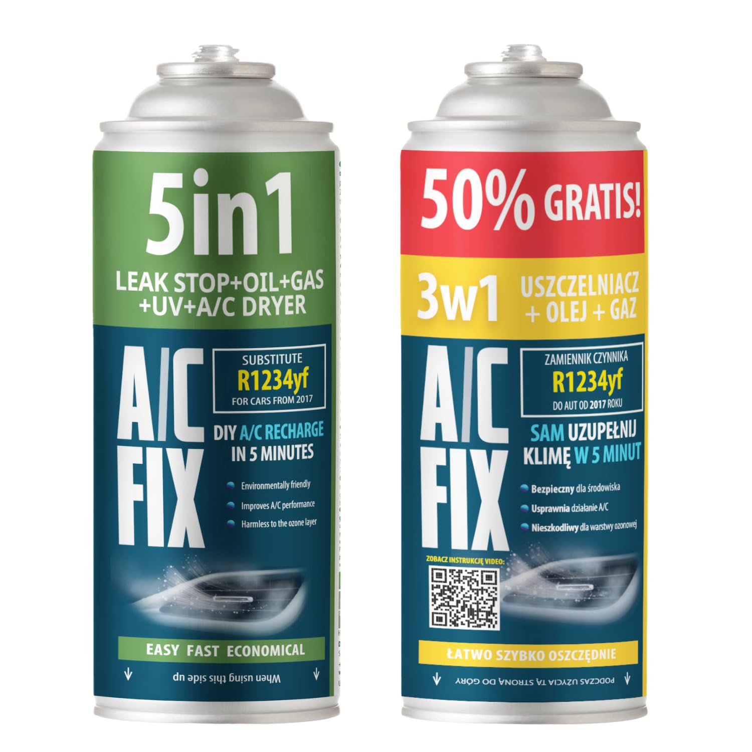 AC FIX 5-in-1 – R1234yf + Hose + Adapter Refrigerant for Car Air Conditioning with Oil, Sealant, UV Dye, Desiccant – Quick Application – Protects the Compressor — view 7