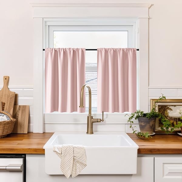 RYB HOME 100% Blackout Short Curtains for Small Window, Thermal Insulated