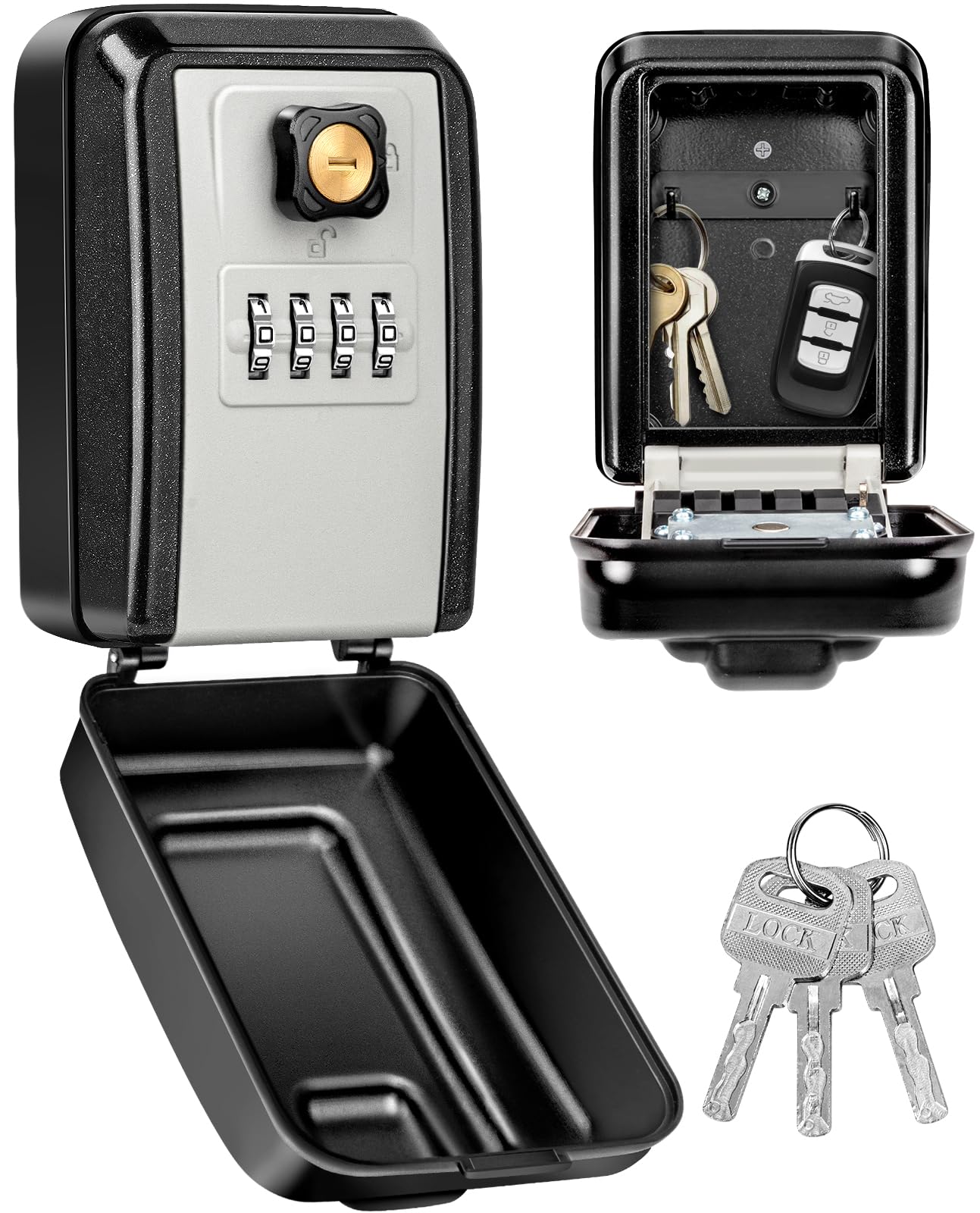 TEUEN Caja de Seguridad para Llaves, Gran Capacidad Caja de Bloqueo con Combinación Caja de Llaves Exterior para Garajes Hogares Escuelas