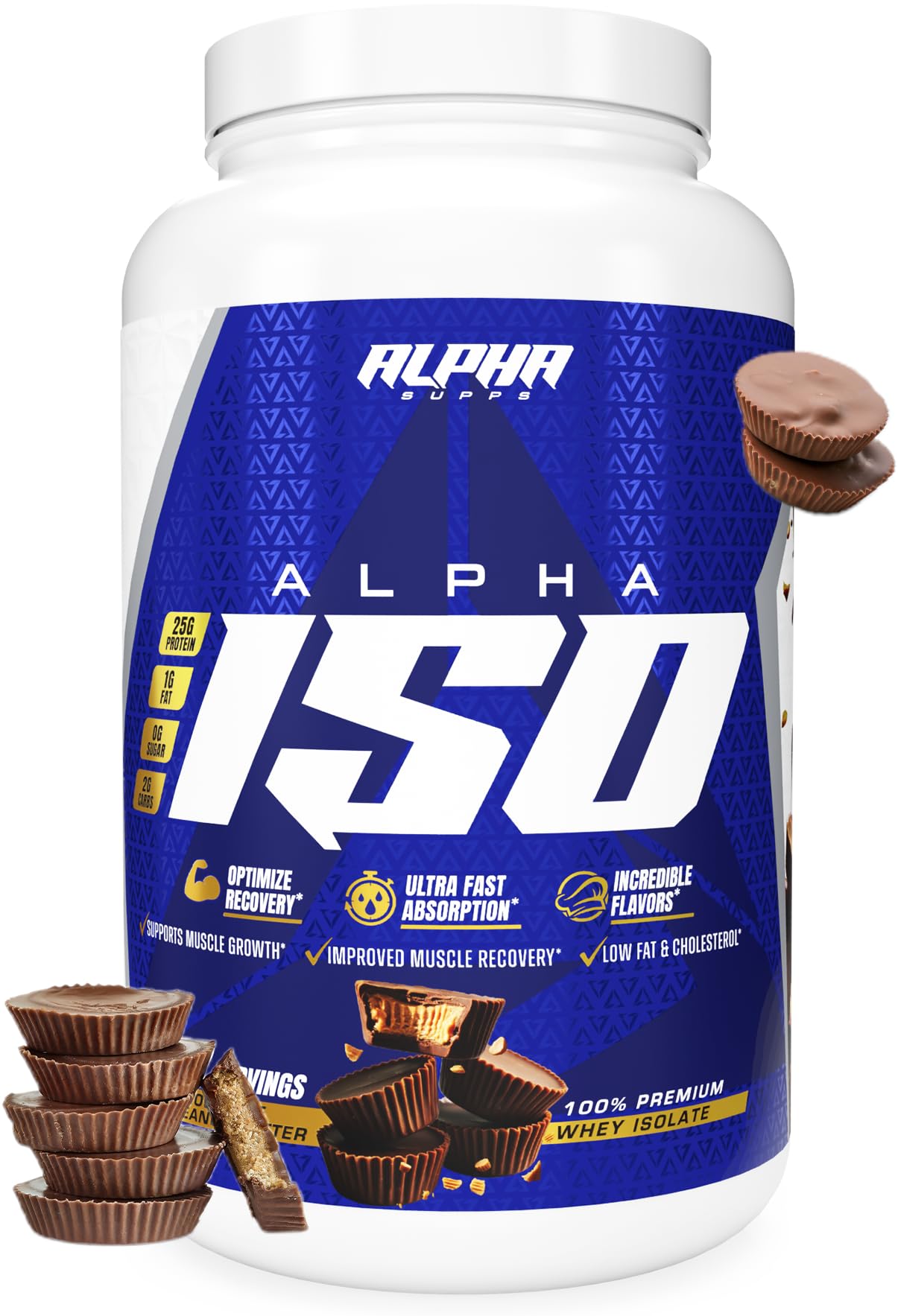 Alpha Supps ISO, Low Carb 100% Whey Protein Isolate Powder, 25 Grams Per Serving, Helps Support Muscle Growth, Low Sugar and Gluten Free (Chocolate Peanut Butter, 2 lb)