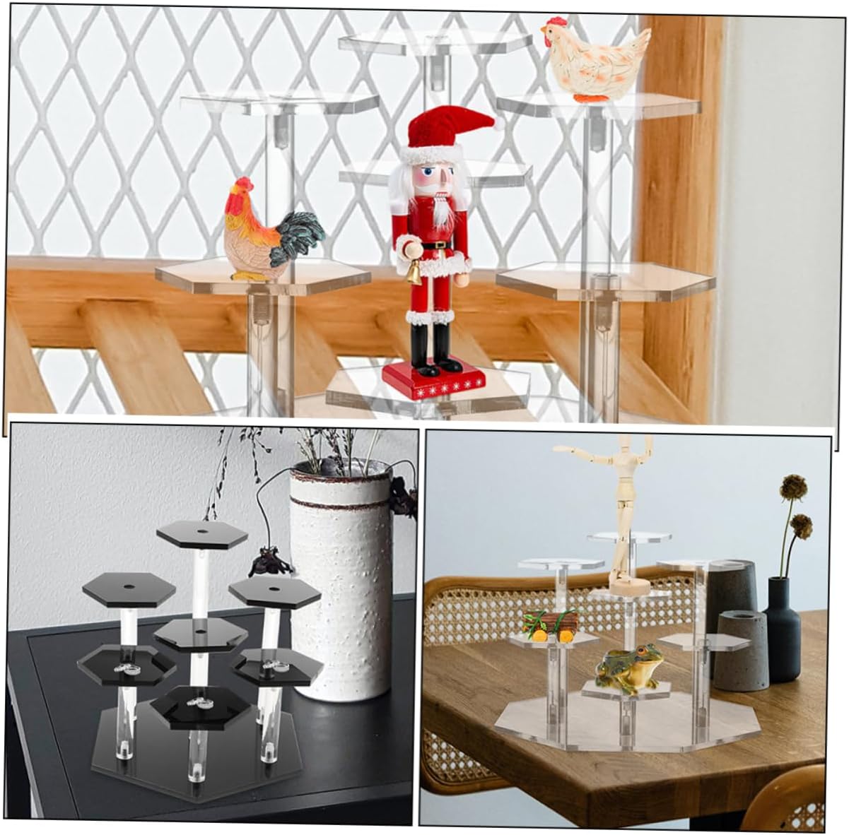 2 sets Acrylic Display Stand Transparent Tiered Organizers for Home Perfume Item Storage Stylish Countertop Display Holders for Bedroom Workspace