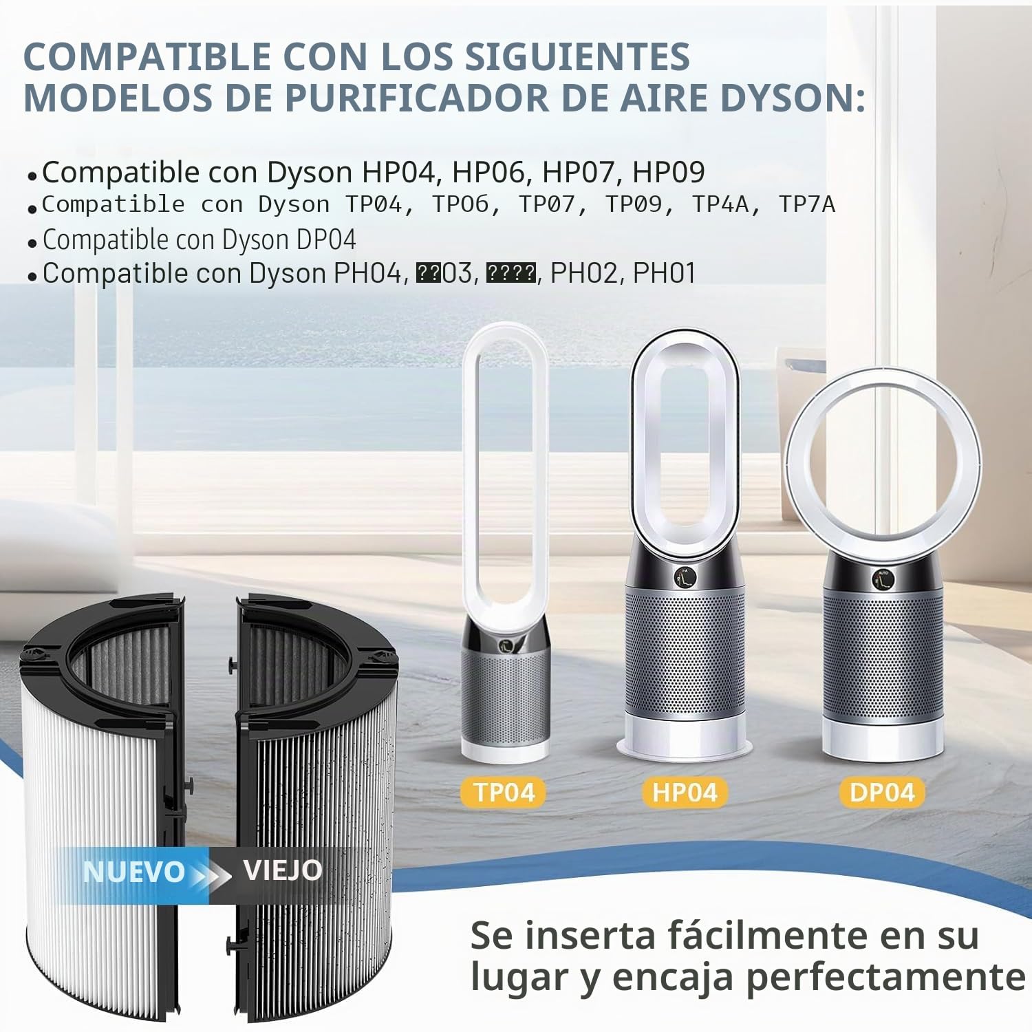 Filtro HEPA + carbono H13 Grade 2 en 1 compatible con Dyson HP04 TP04 DP04 PH04 HP09 TP09 HP07 TP07 PH03 PH01
