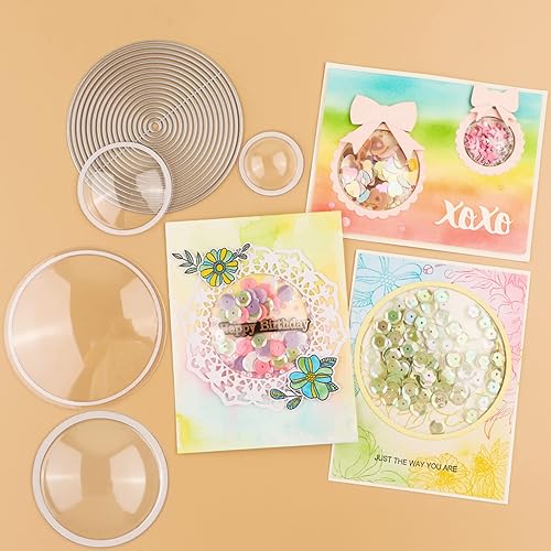 Miniatura 5 de 4 tamaños, cubiertas redondas de cúpula para coctelera de bajo perfil, cubiertas de plástico transparente con 1 círculo anidado, juego de troqueles