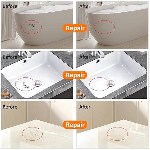 Miniatura 3 de Kit de reparación de porcelana para bañera, fibra de vidrio, bañera, solución de resistencia profesional para fijar, grietas, agujeros y arañazos en