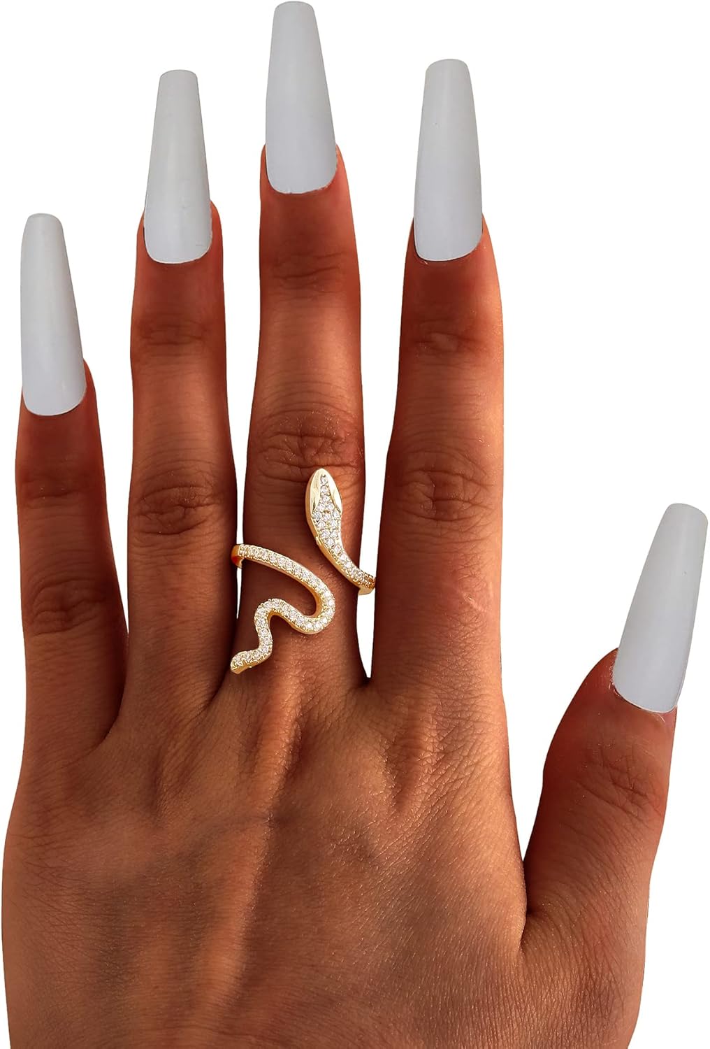LEE&RO 18K Snake Jewelry Rhinestone Snake Ring for Women