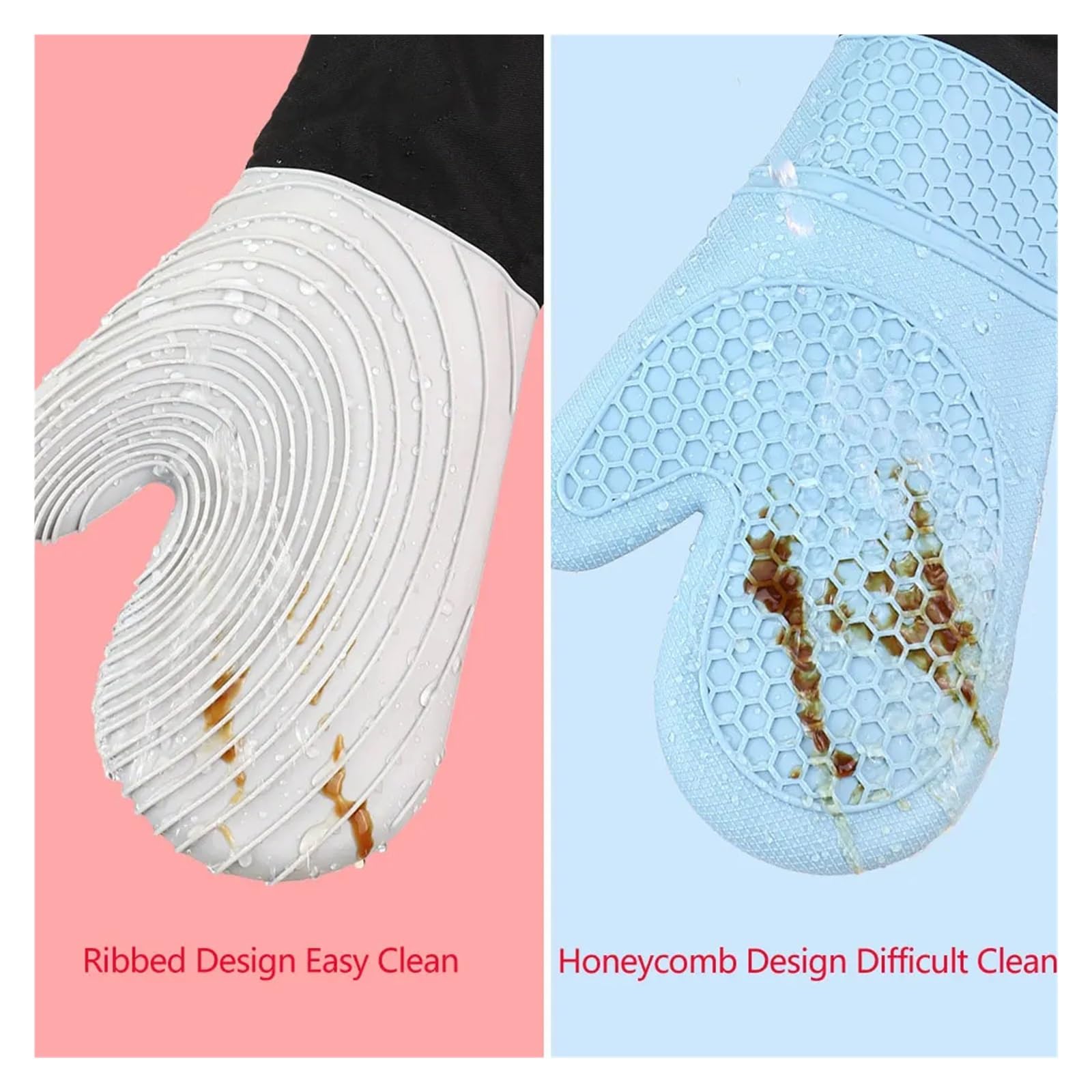 MRKU Gants de Cuisine en Silicone Souple, Extra Longs et résistants à la Chaleur, Parfaits pour Le Four et Les grillades.