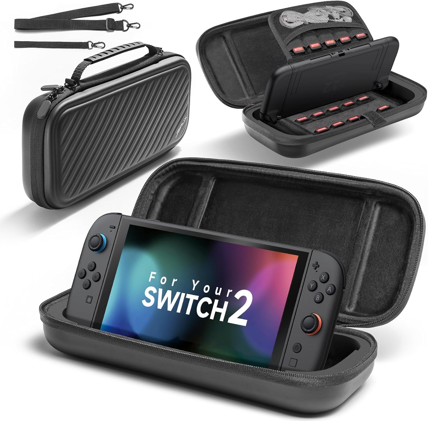 JSAUX Nintendo Switch 2 Carrying Case 15 Game Slots Shoulder Strap