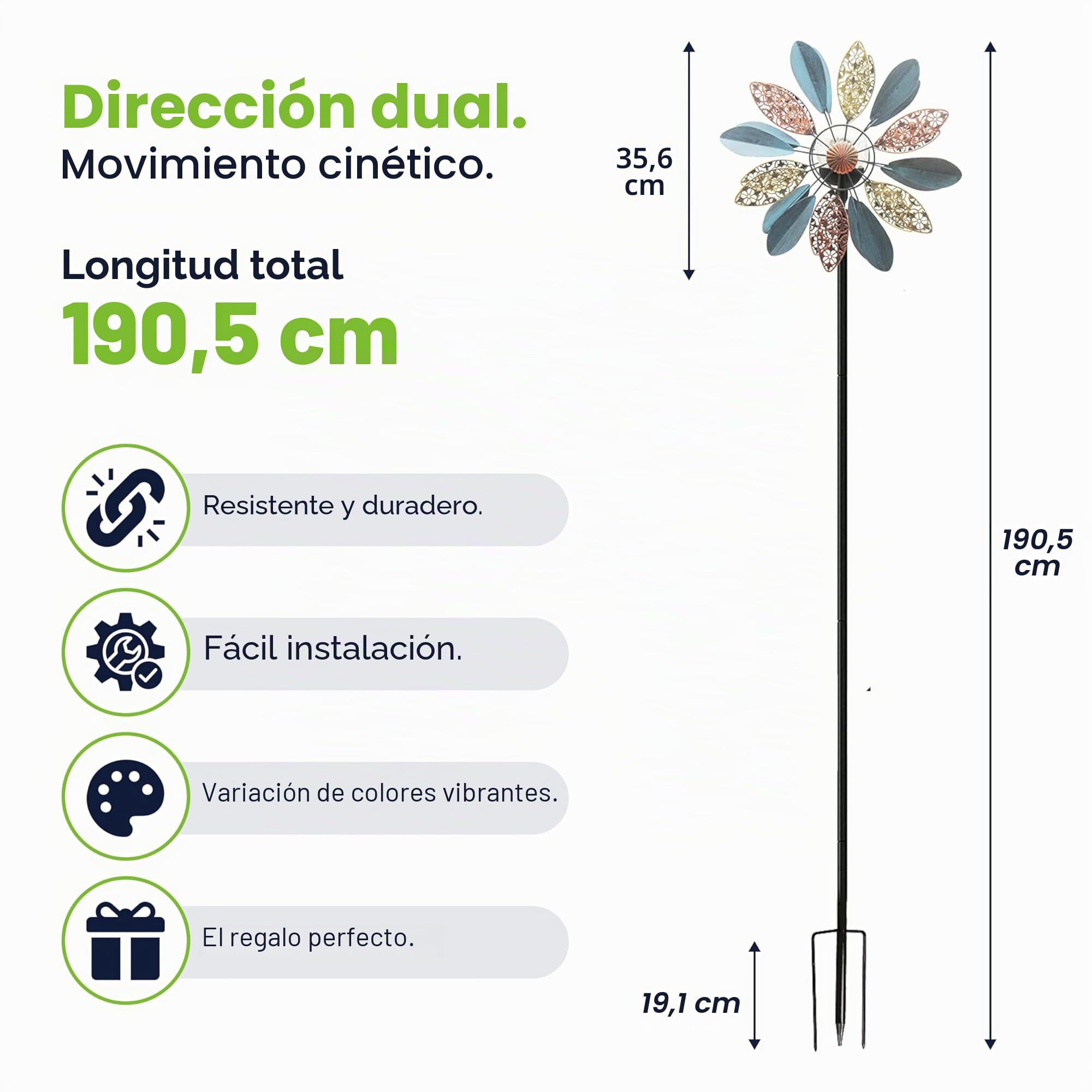 Solar Wind Spinner Arabesque de 75 pulgadas multicolor con iluminación LED Solar Powered bola de vidrio con hilandero cinético de doble dirección para patio césped y jardín, fácil de montar