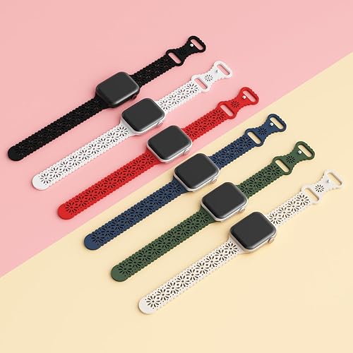 Miniatura 2 de Paquete de 6 correas de silicona huecas de encaje compatibles con Apple Watch de 1.496 in 1.575 in 1.614 in 1.654 in 1.732 in 1.772 in 1.929 in,