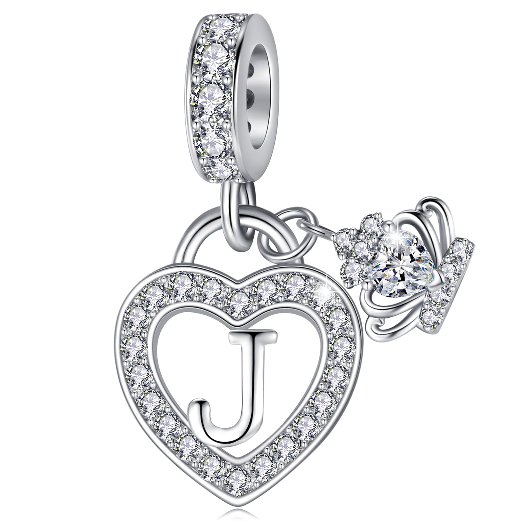Letter Charm for Bracelets and Necklaces, Silver Heart Alphabet Initial Charm for Bracelets and Necklaces Birthday Gift Mother's Day Christmas Jewelry for-picture-36
