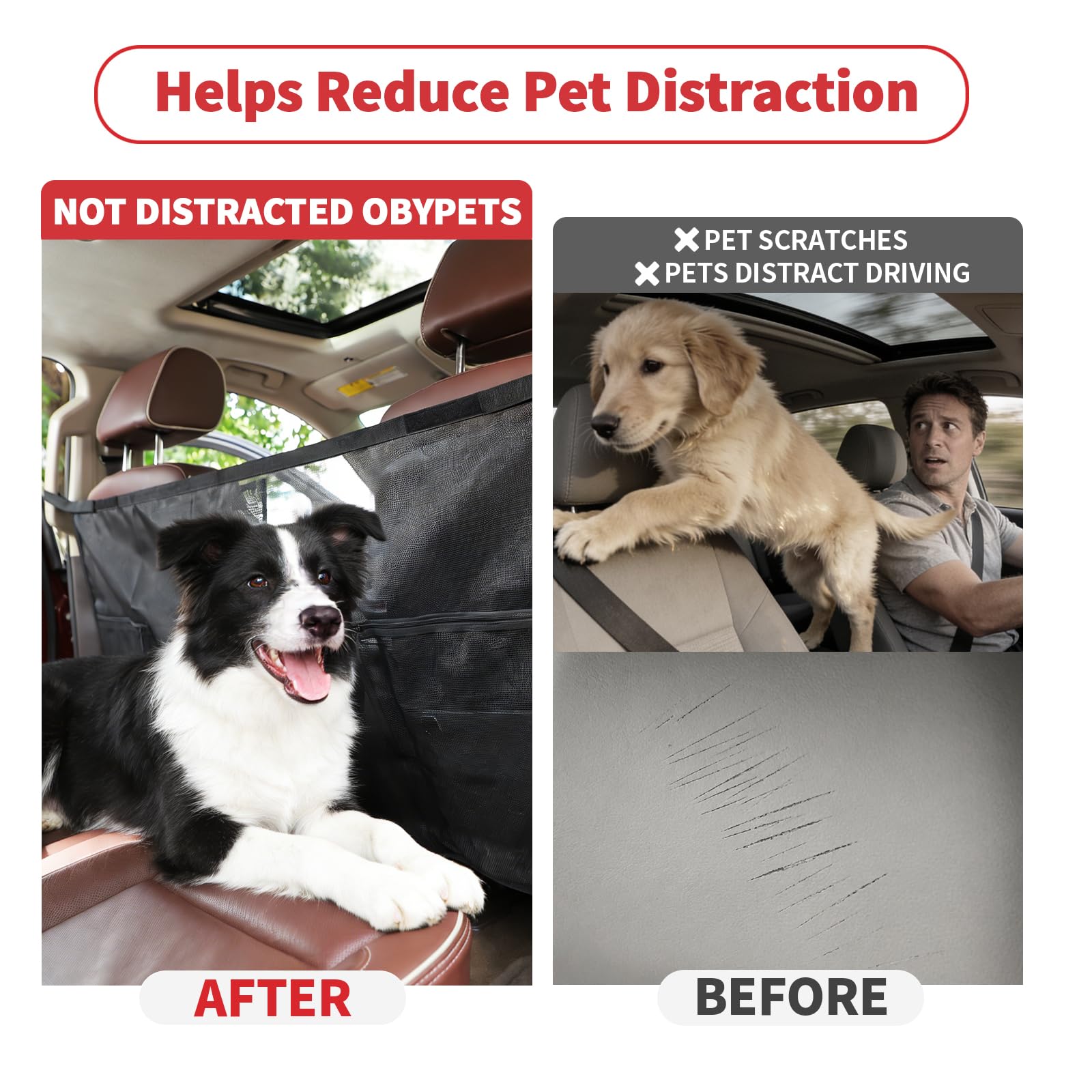 Linskip Barrière de séparation pour chien pour camionnette – Filet de séparation pour animaux de compagnie compatible avec F150 RAM Silverado GMC Sierra Tuntra Colorado – Grille de séparation de siège
