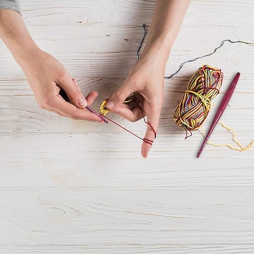 Miniatura 3 de Divit Shilp Streamline - Ganchos de ganchillo con mango ergonómico  Aguja de tejer de madera de corazón morado de 7 pulgadas, tejido de hilo para