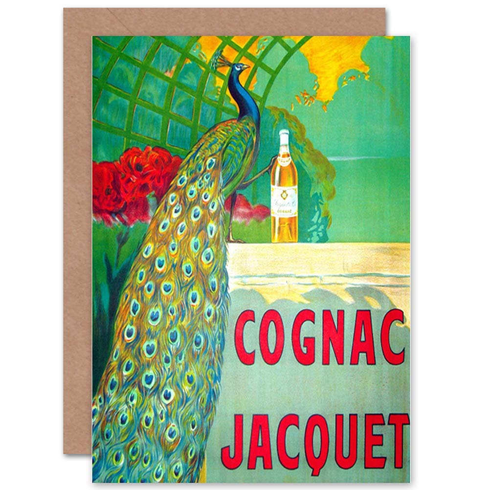 Wee Blue Coo ADVERT COGNAC DRINK BEVERAGE PEACOCK BIRTHDAY BLANK GREETINGS CARD