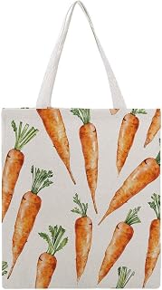 Canvas Tote Bag with Handles Reusable Carrot Pattern Design Grocery Shopping Bag Carry on Tote Purse Casual Handbag Everyday Shoulder Bags for Office Market Beach Daily Essentials