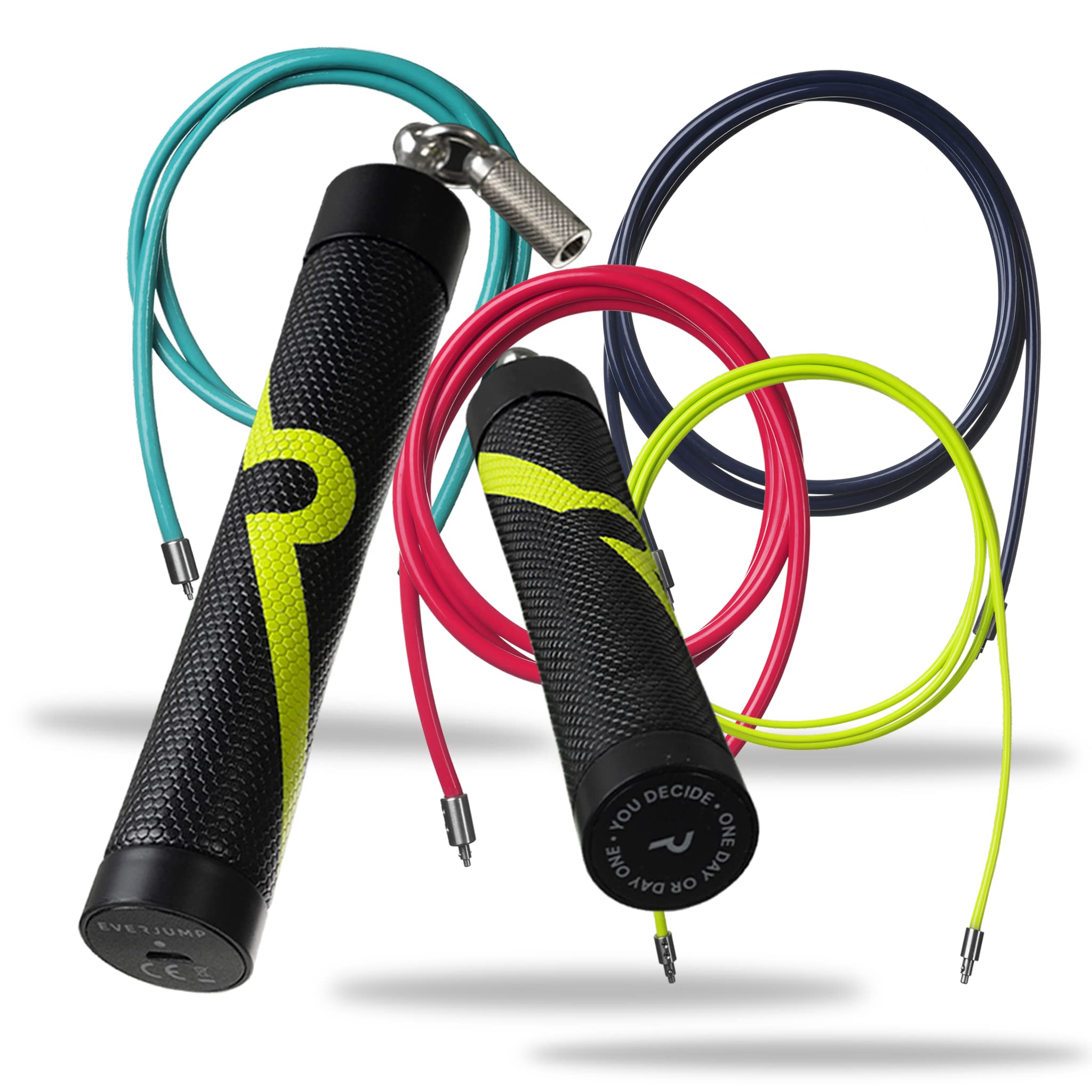 EVERJUMP Connected Shape Set | La corde à sauter innovante avec tous nos 4 poids de corde différents, un système de clip innovant et une connexion Bluetooth à l'application (‎L (1,84-2,10 m