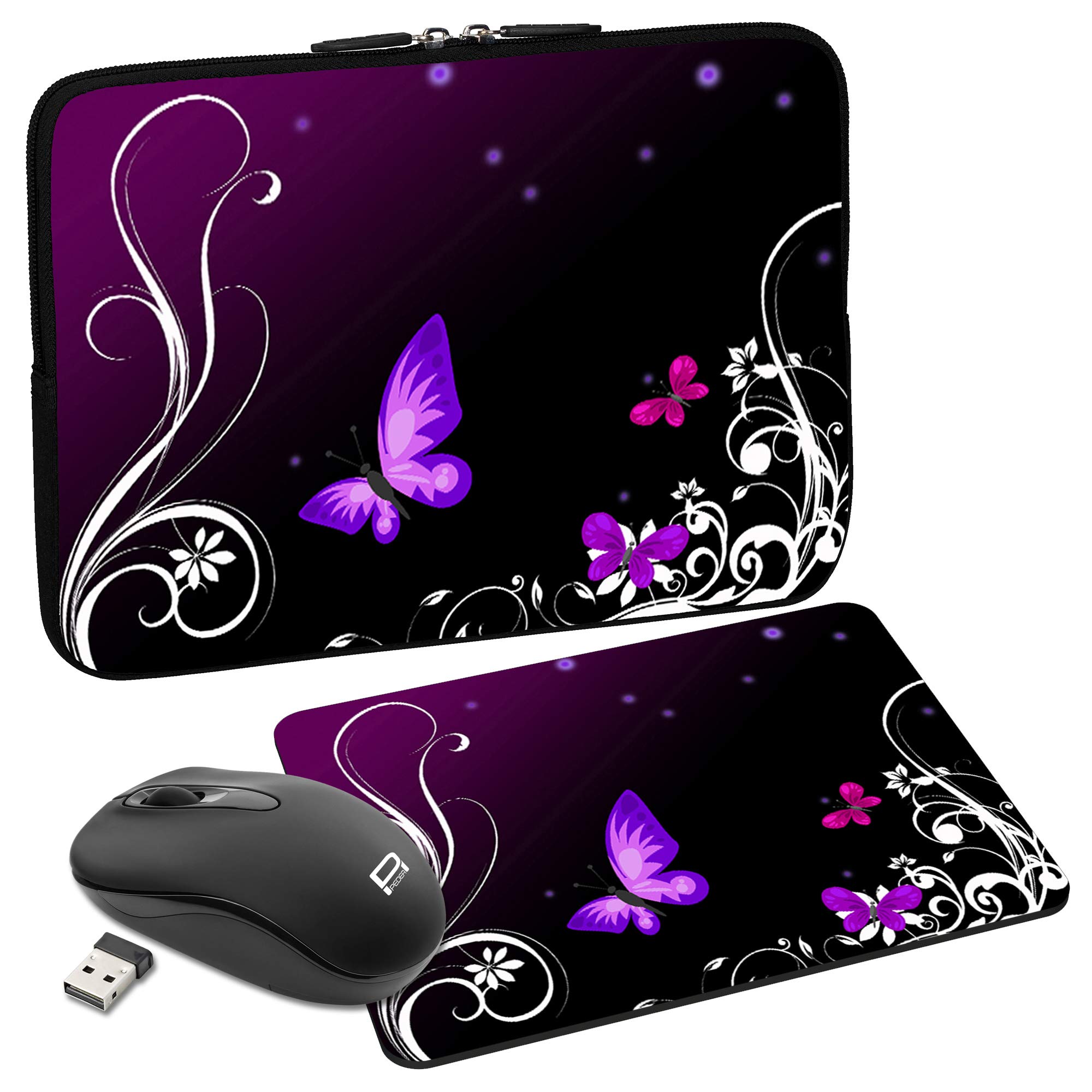 PEDEA Laptop Bag Case Design Sleeve for 15.6 inch, Purple Butterfly — view 25