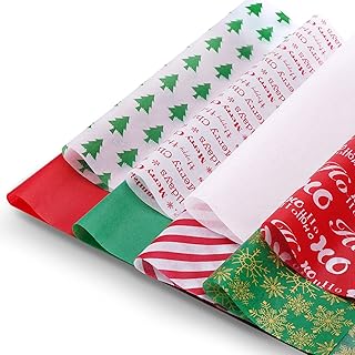 Blisstime Tissue Paper for Gift Bags 110 Sheets 13.8'' x 19.7''Christmas Tissue Paper for Gift Wrapping ,8 Different Desig...