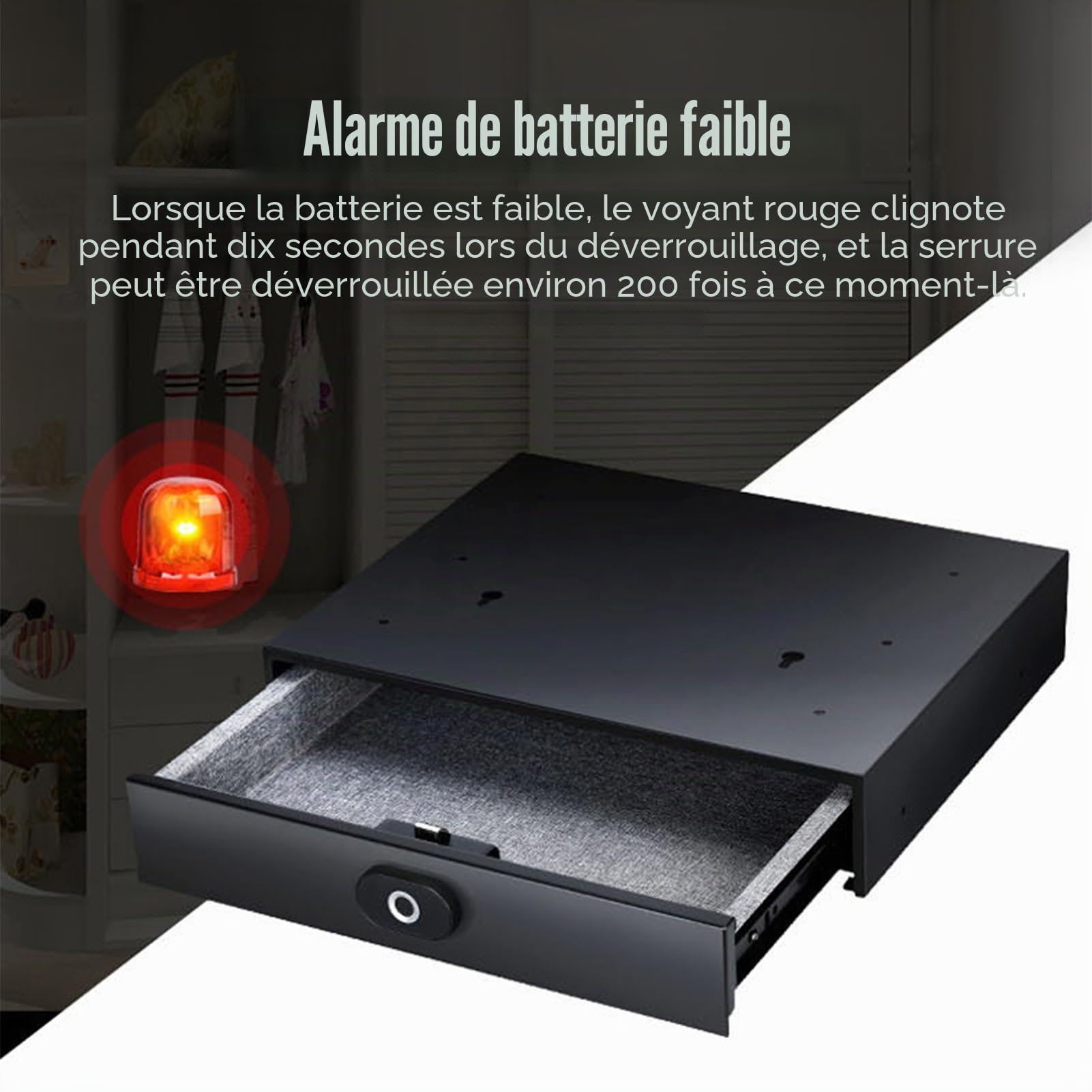 Coffre-fort à Empreintes Digitales, Coffre-fort Intelligent Portable avec Rail Coulissant à Bille en Acier Silencieux pour Hôtel de Bureau à Domicile, Boulon de Verrouillage en