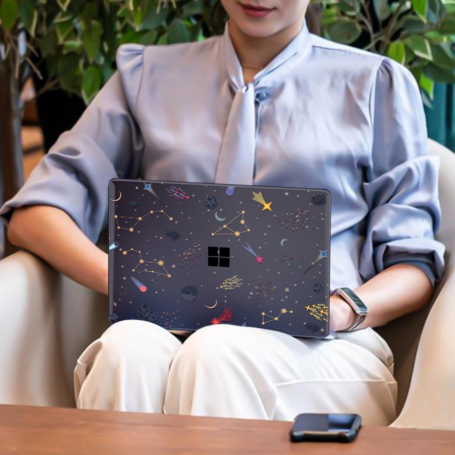 Case Compatible with Model 2095 Microsoft Surface Laptop 13 inch Windows 11 Copilot+PC+Touchscreen 2025, Cute Printed Pattern Plastic Hard Shell Case with Keyboard Cover Screen Film, Stars and Space - Image 5