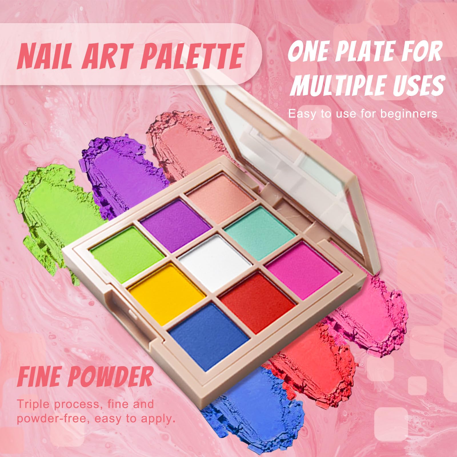 MKNZOME 18 Colours Nail Pigment Powder Palette, Chrome Nail Powder - Image 3